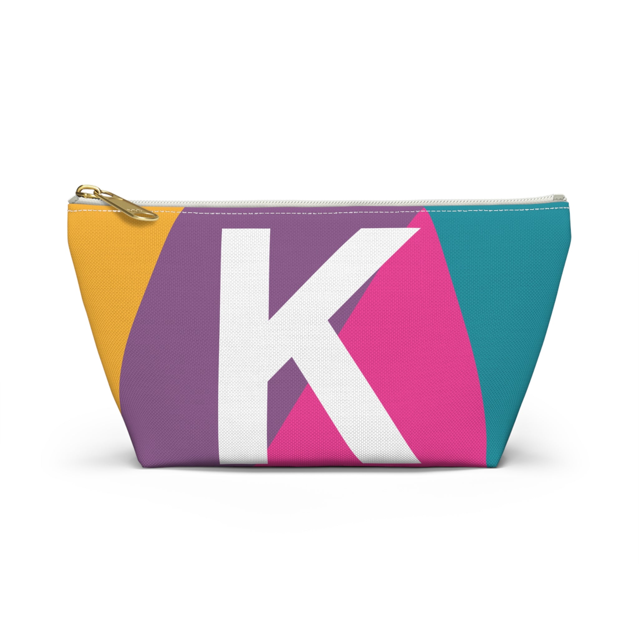Initials Colorblock Accessory Pouch — Monogram K T-Bottom Cosmetic Bag