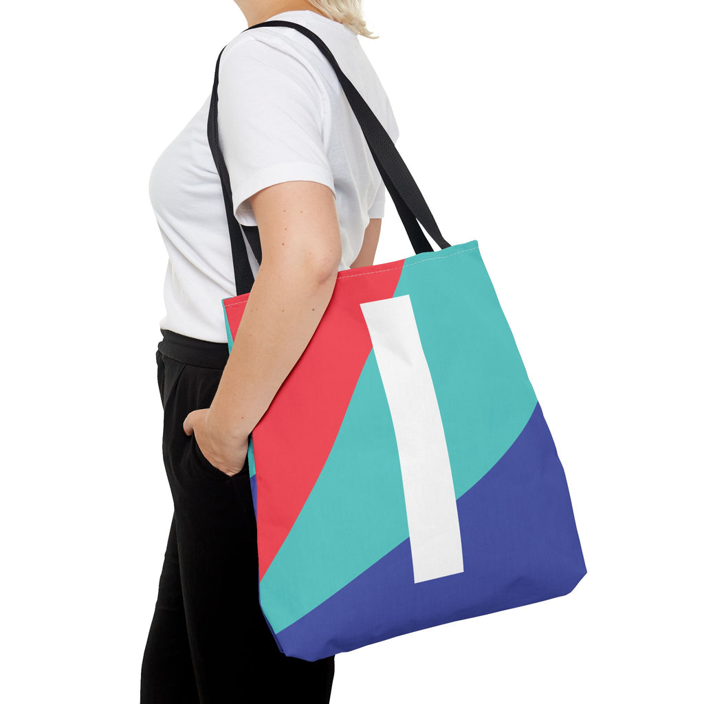 Monogram 'I' Colorblock Tote Bag — Personalized Initial I Shoulder Tote