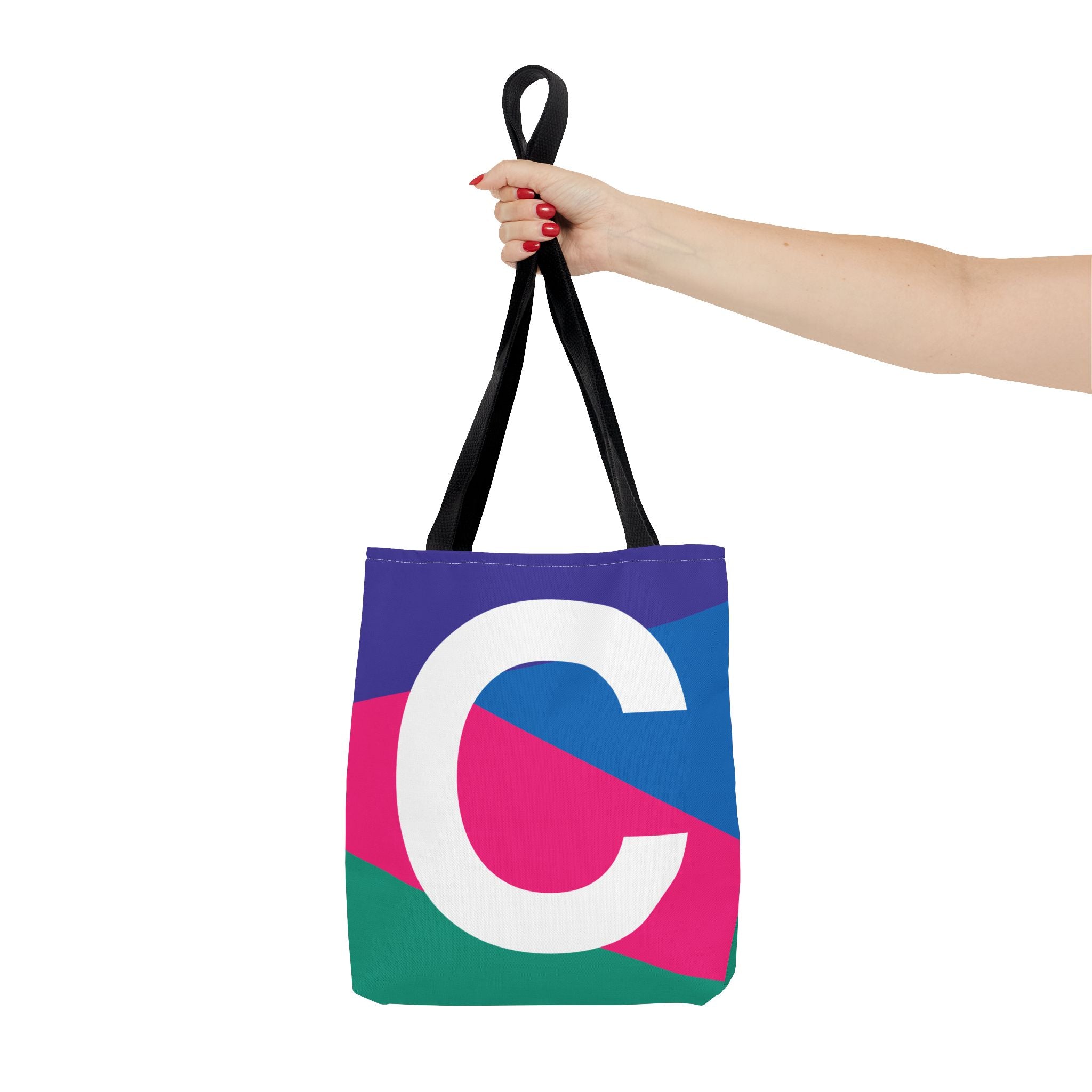 Monogram 'C' Colorblock Tote Bag — Personalized Initial C Shoulder Tote