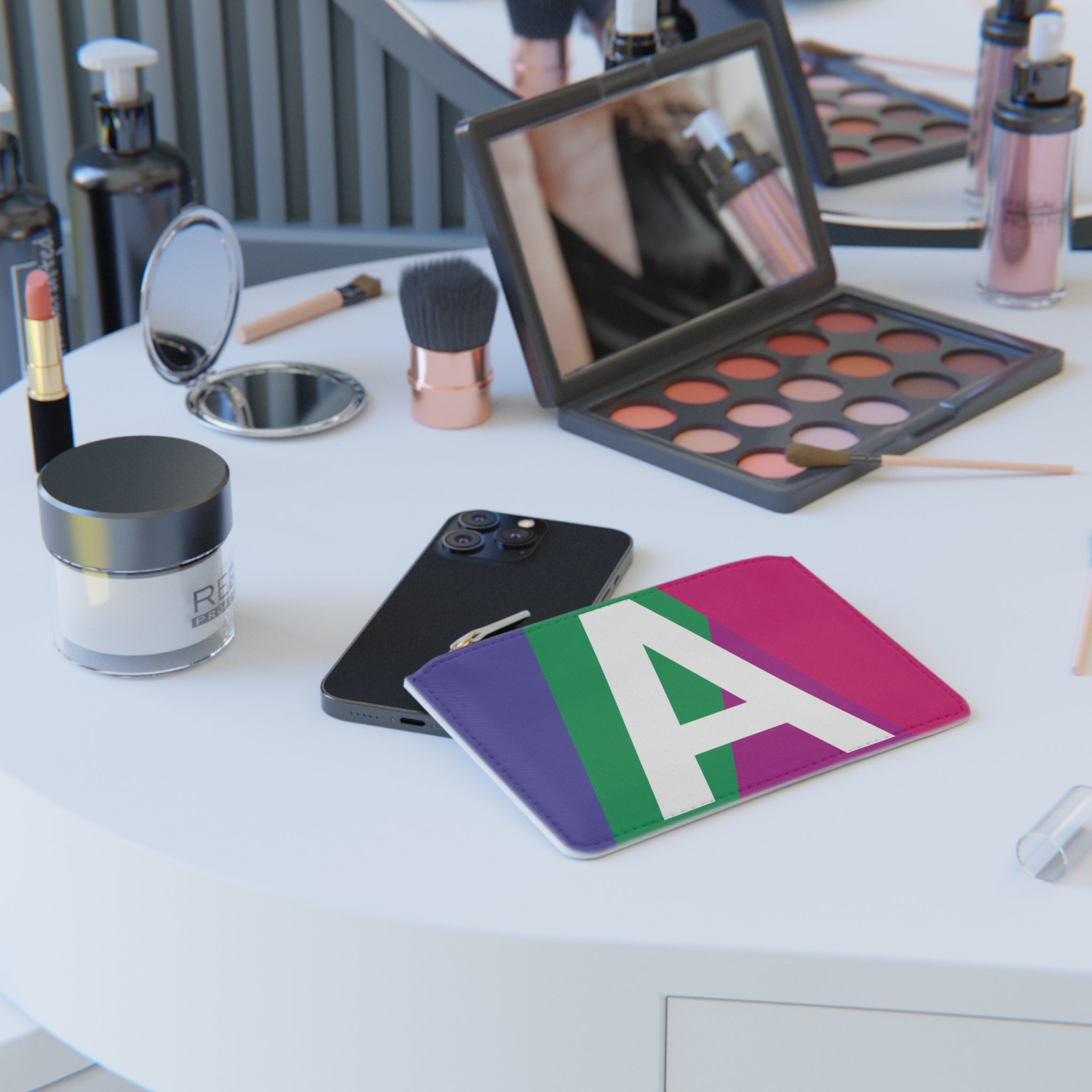 Initial A Mini Clutch — Colorblock Monogram Wristlet Wallet