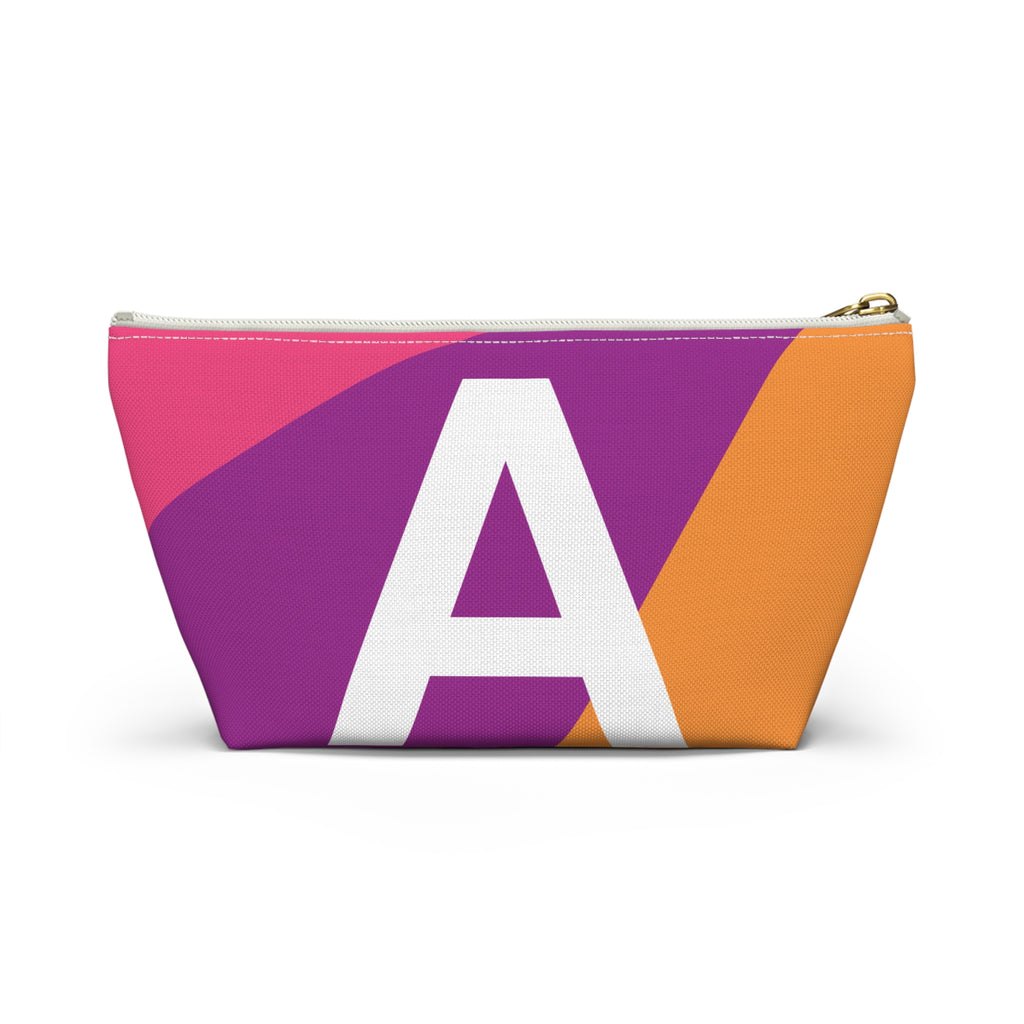 Initials Colorblock Accessory Pouch — Monogram A T-Bottom Cosmetic Bag
