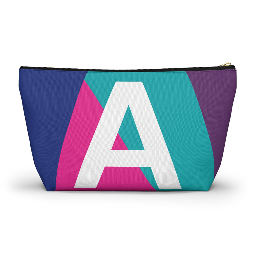 Initials Colorblock Accessory Pouch — Monogram A T-Bottom Cosmetic Bag