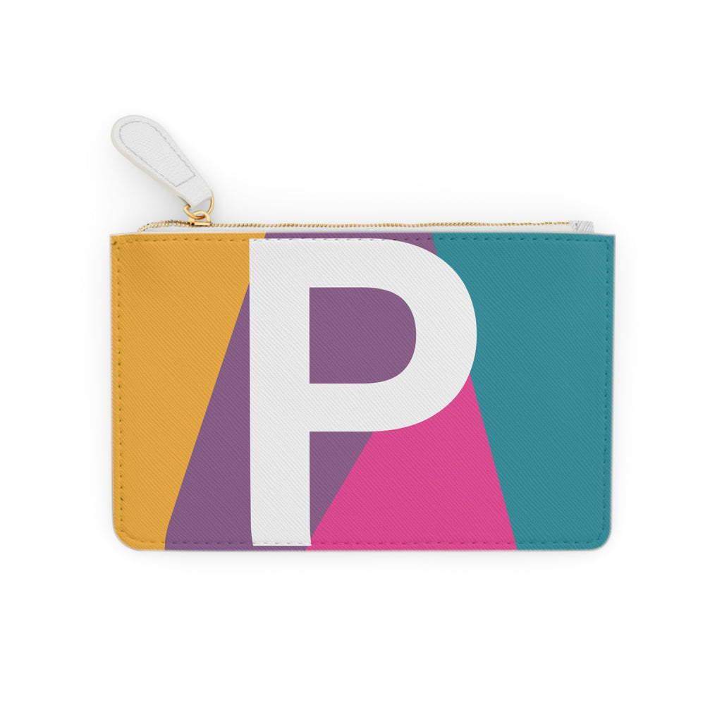 Initial P Mini Clutch — Colorblock Monogram Wristlet Wallet