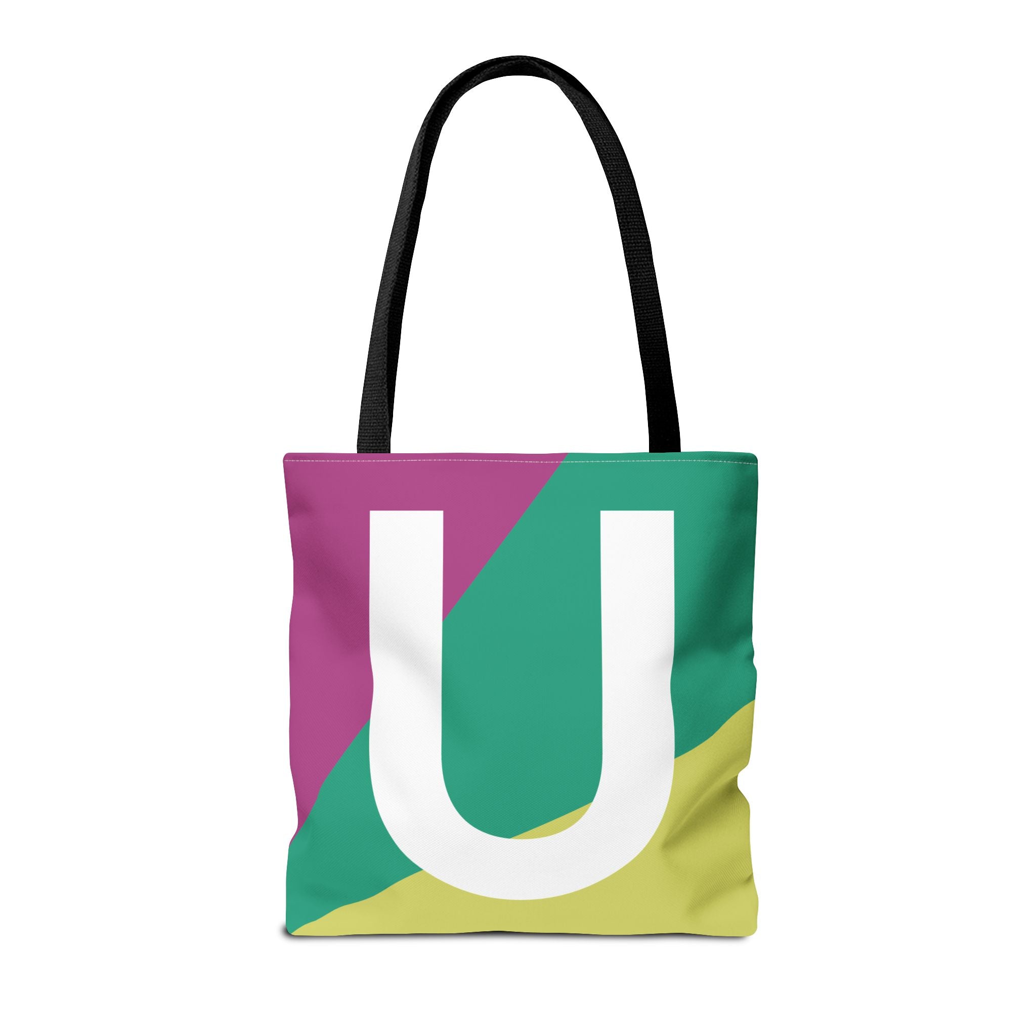 Monogram 'U' Colorblock Tote Bag — Personalized Initial U Shoulder Tote
