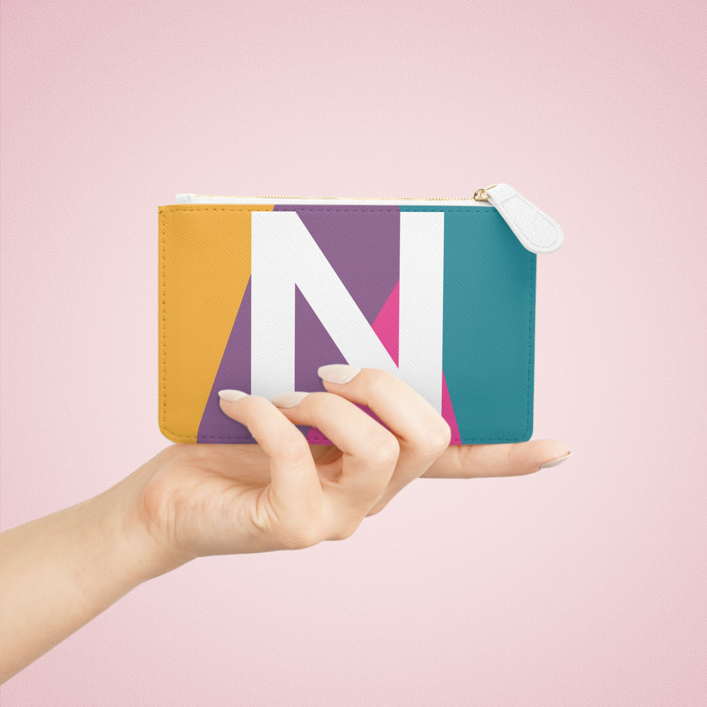 Initial N Mini Clutch — Colorblock Monogram Wristlet Wallet