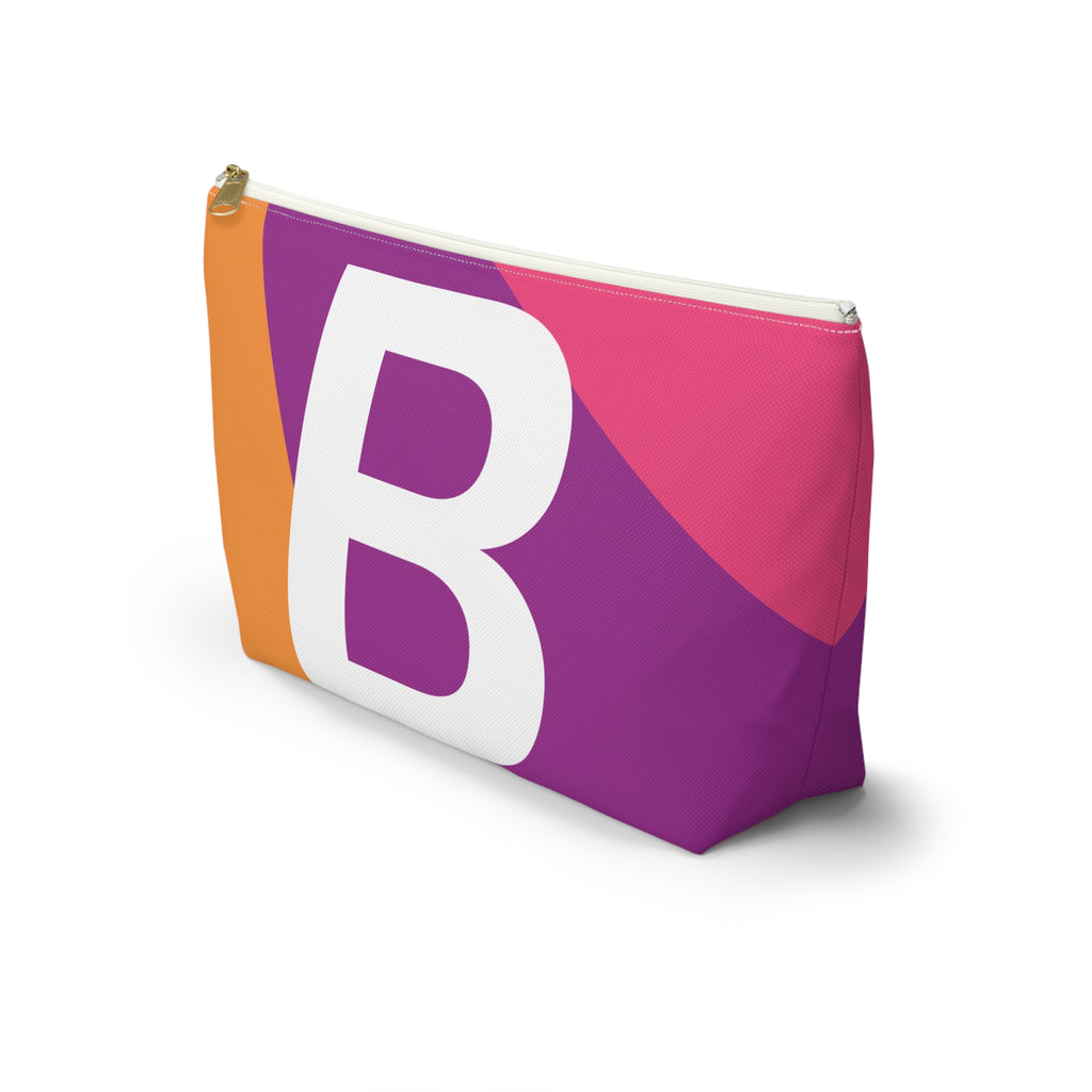 Initials Colorblock Accessory Pouch — Monogram B T-Bottom Cosmetic Bag