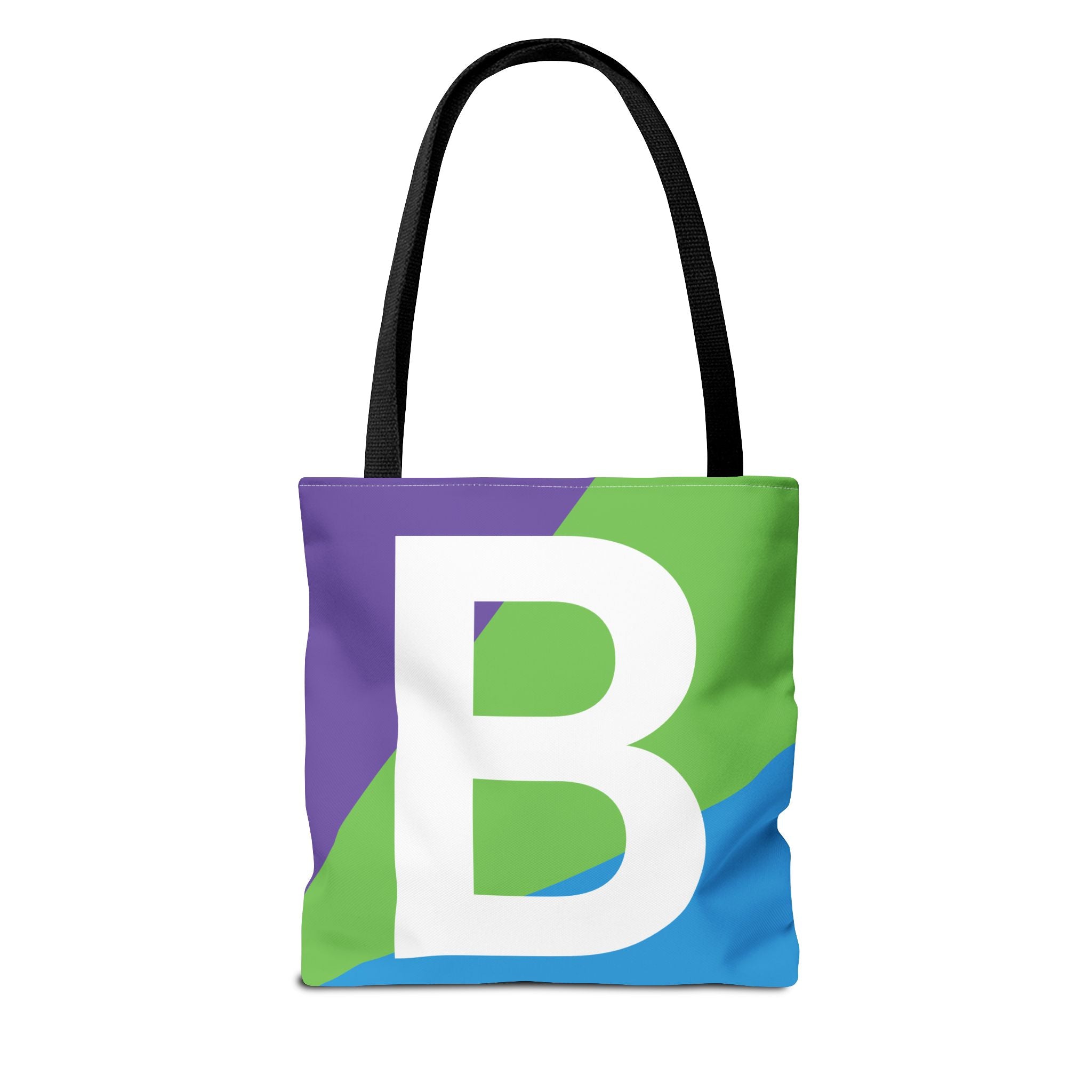Monogram 'B' Colorblock Tote Bag — Personalized Initial B Shoulder Tote