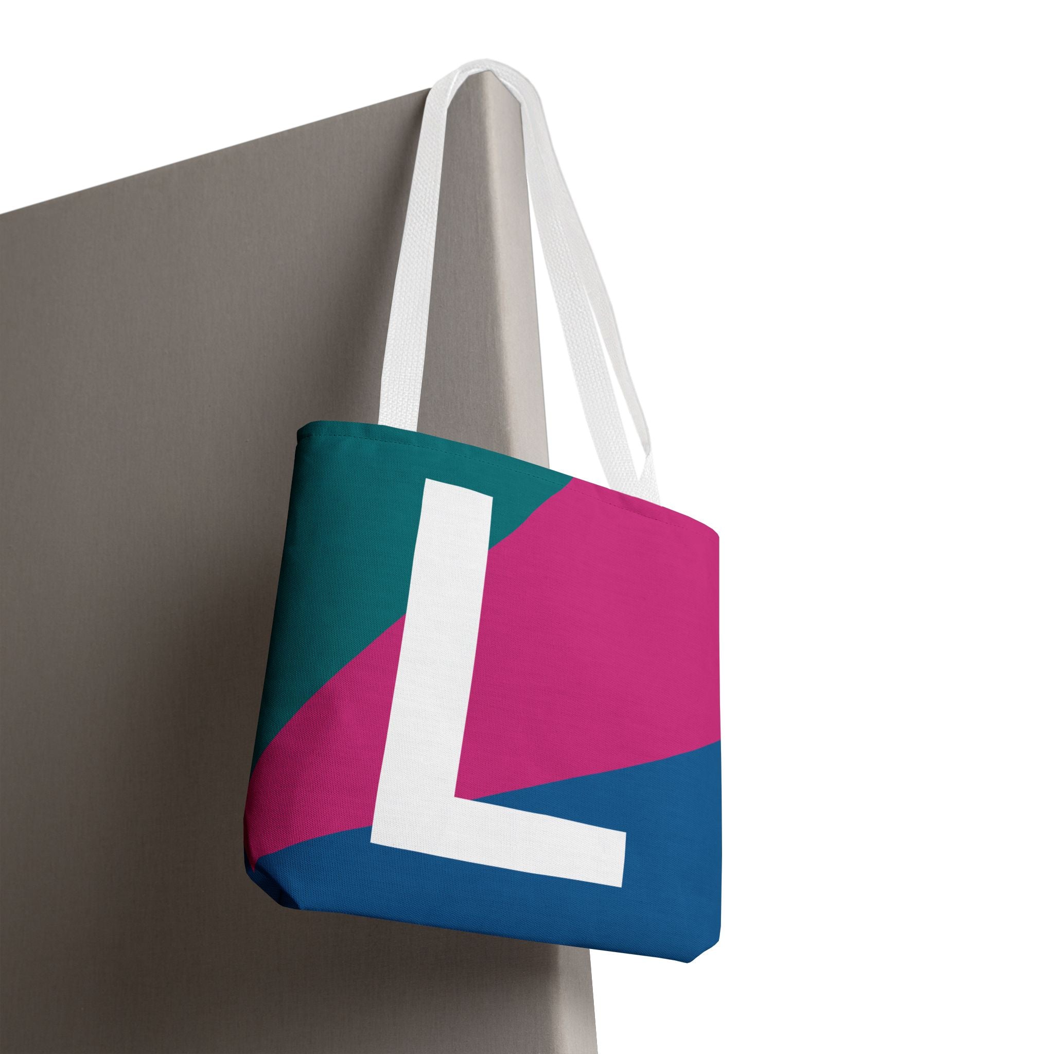 Monogram 'L' Colorblock Tote Bag — Personalized Initial L Shoulder Tote