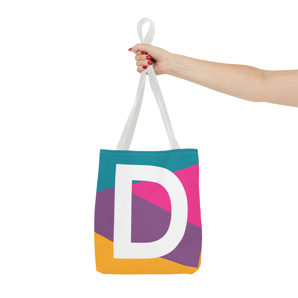 Monogram 'D' Colorblock Tote Bag — Personalized Initial D Shoulder Tote