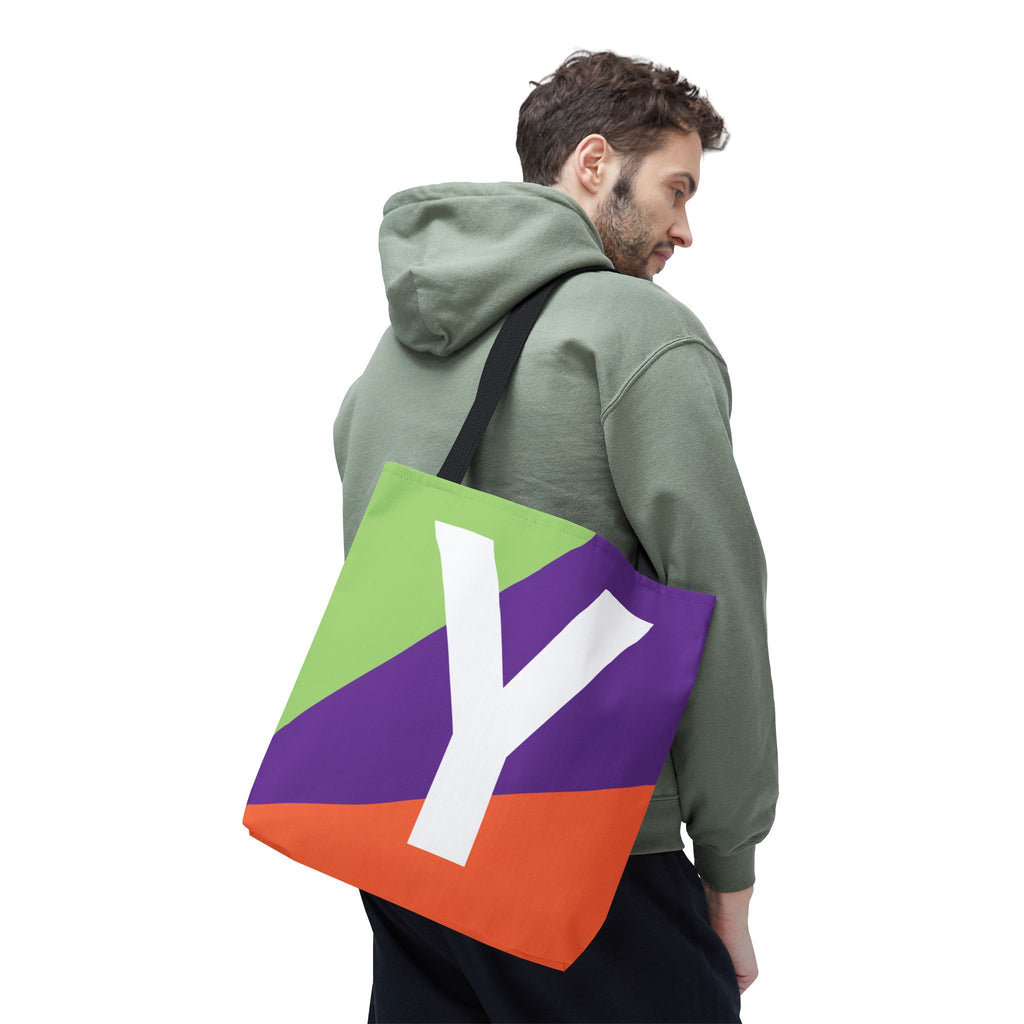 Monogram 'Y' Colorblock Tote Bag — Personalized Initial Y Shoulder Tote