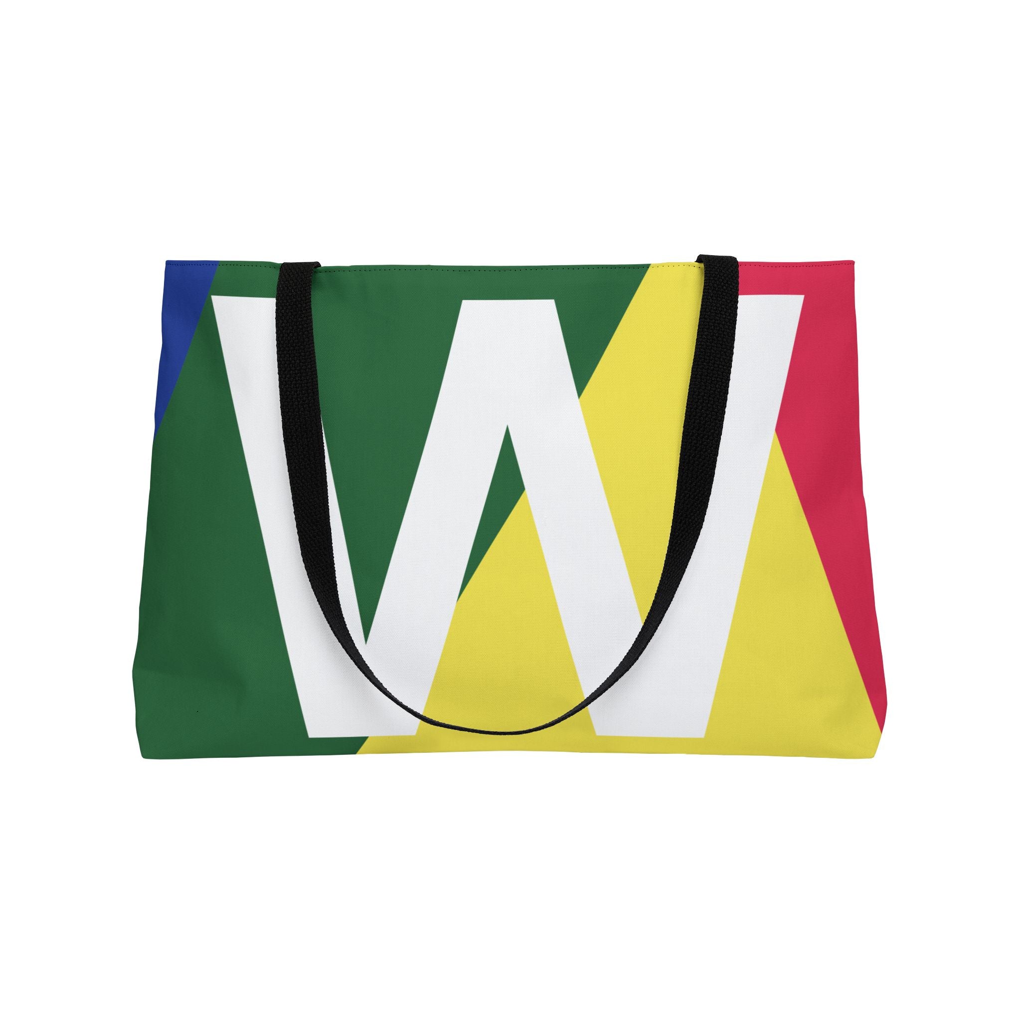 Personalized 'W' Colorblock Tote Bag — Monogram Weekender Tote