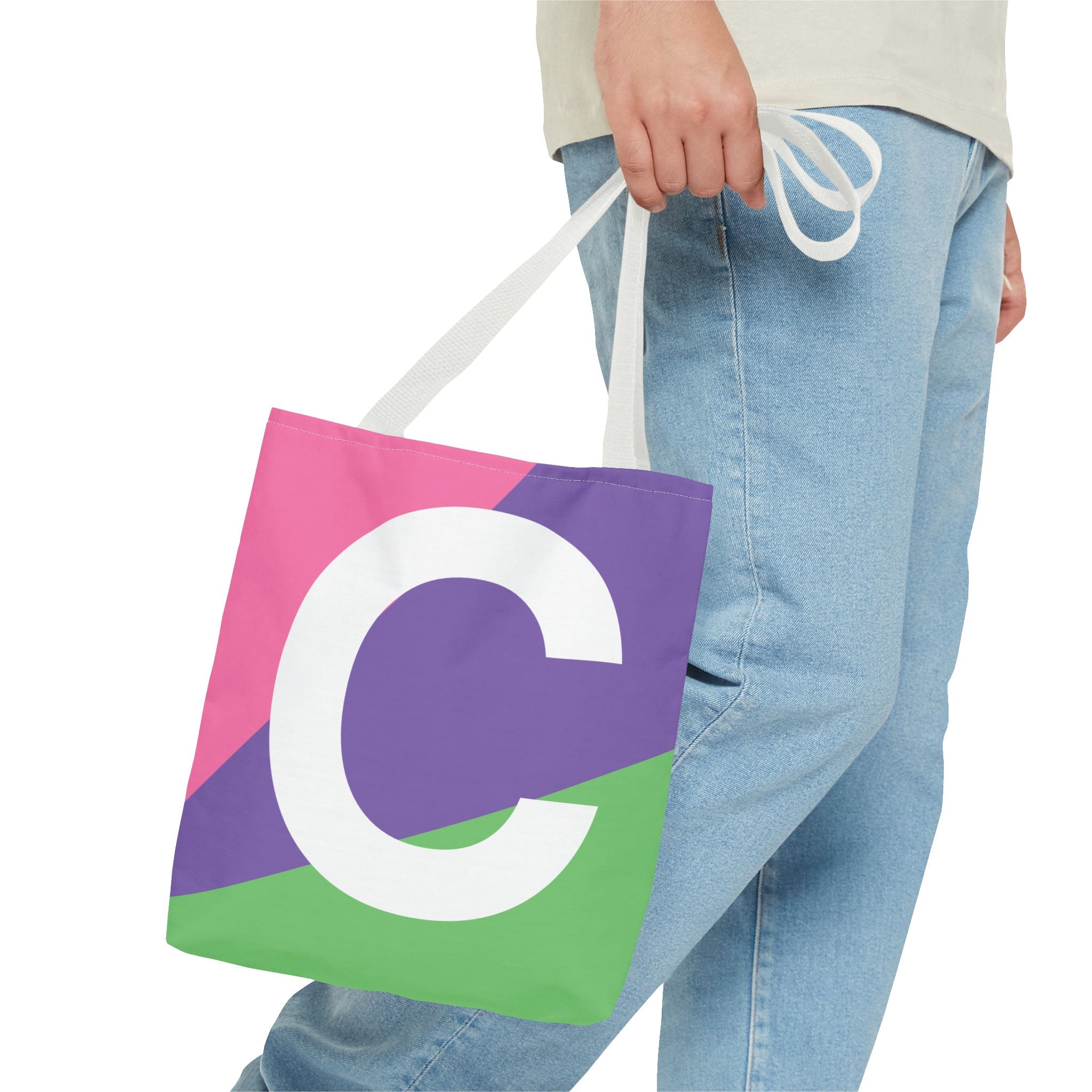 Monogram 'C' Colorblock Tote Bag — Personalized Initial C Shoulder Tote