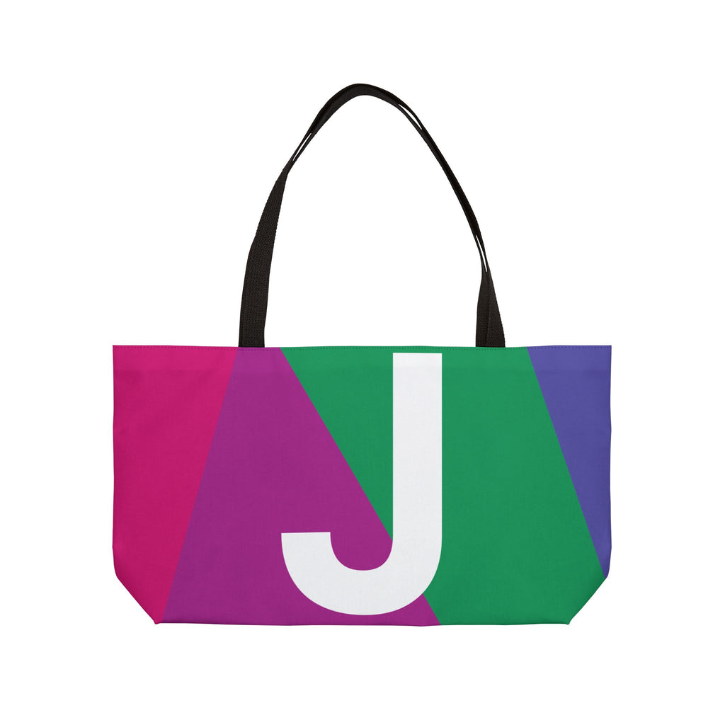 Personalized 'J' Colorblock Tote Bag — Monogram Weekender Tote