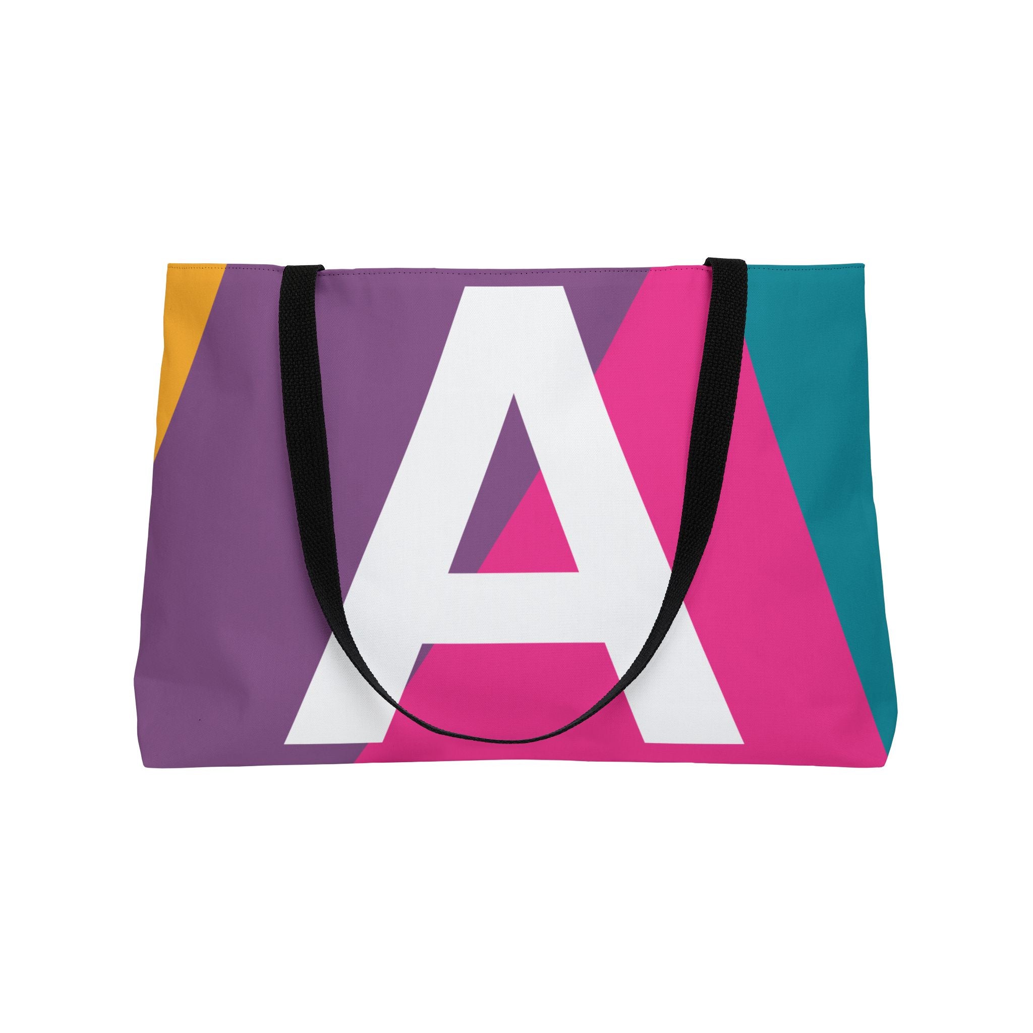 Personalized 'A' Colorblock Tote Bag — Monogram Weekender Tote