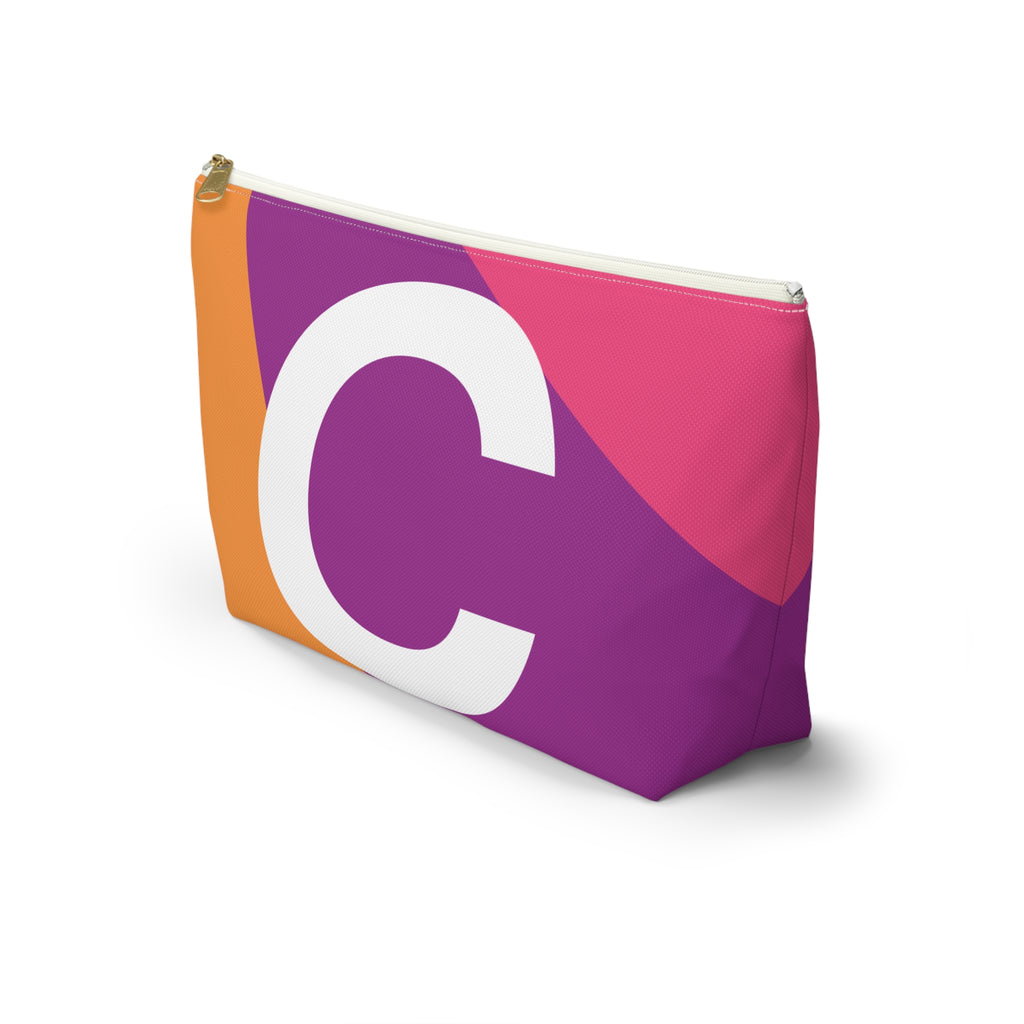 Initials Colorblock Accessory Pouch — Monogram C T-Bottom Cosmetic Bag