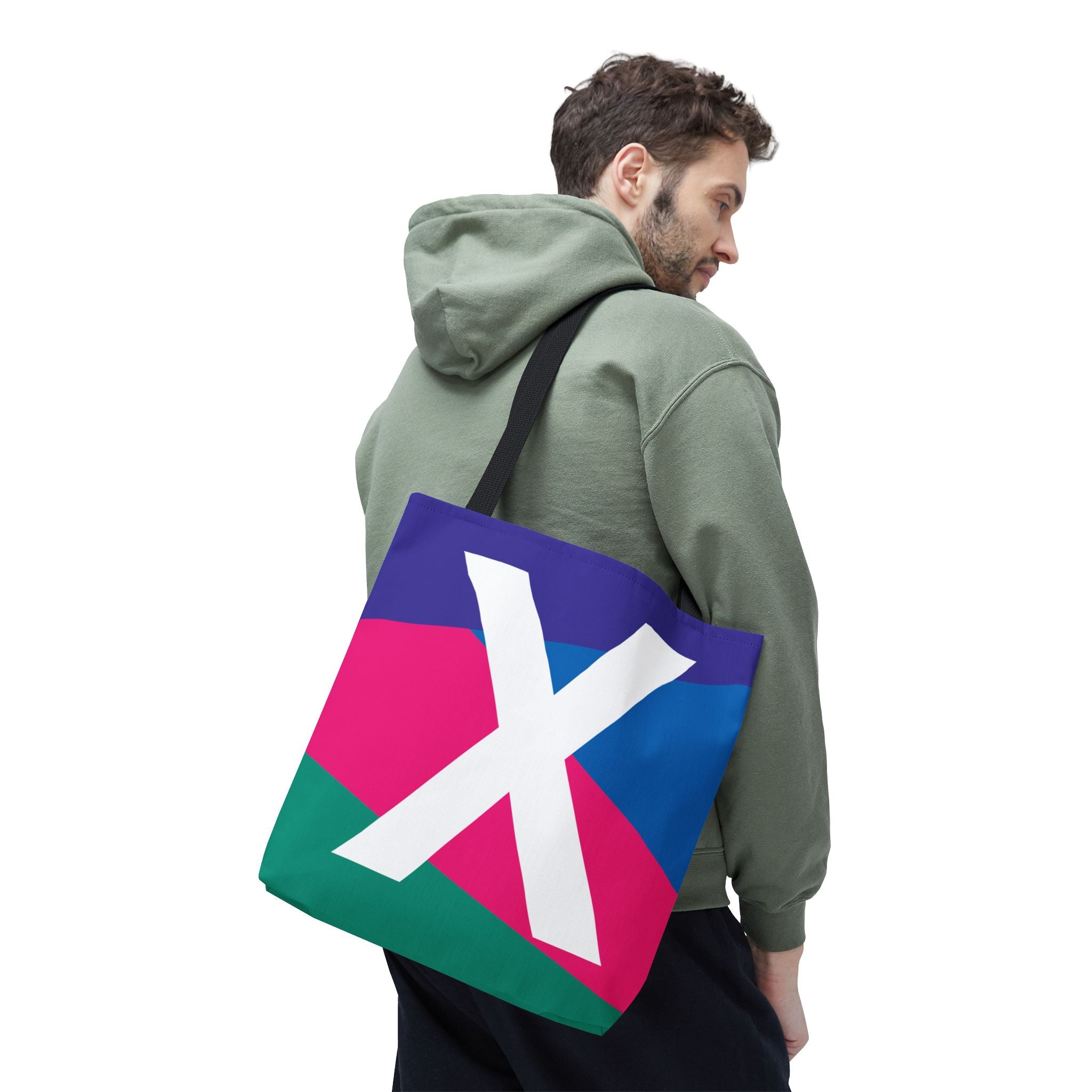 Monogram 'X' Colorblock Tote Bag — Personalized Initial X Shoulder Tote