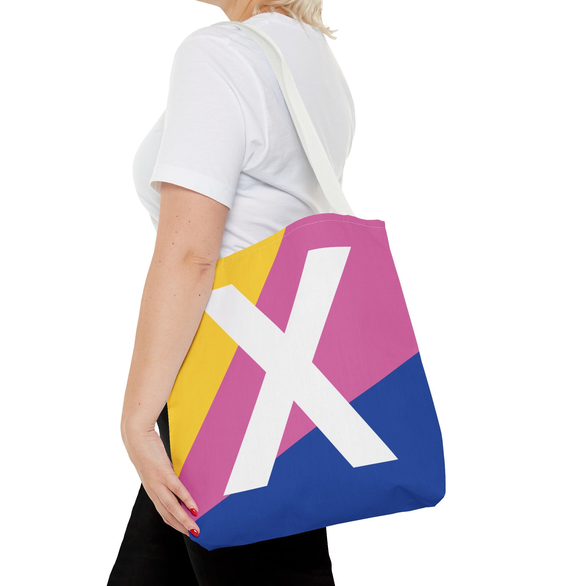 Monogram 'X' Colorblock Tote Bag — Personalized Initial X Shoulder Tote