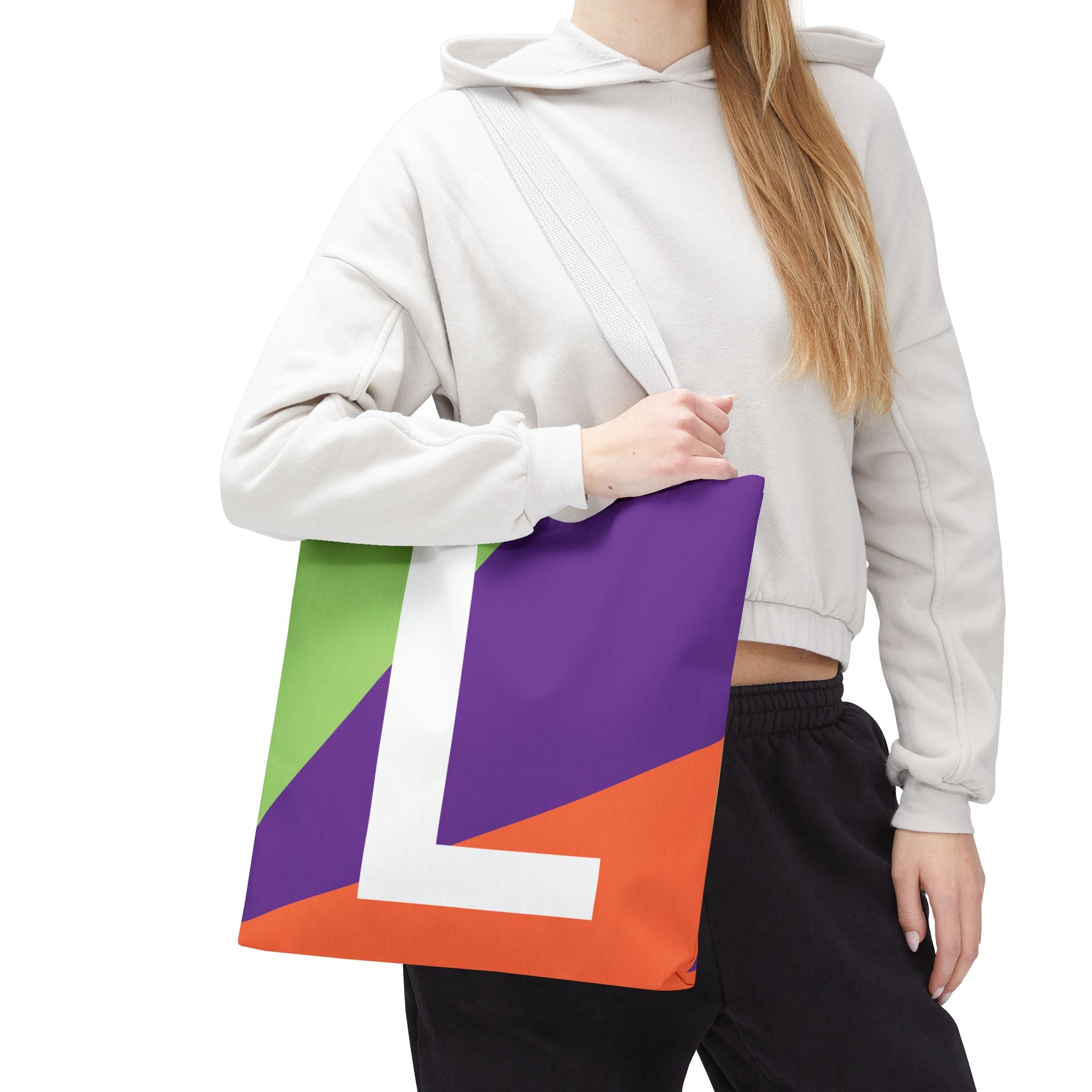 Monogram 'L' Colorblock Tote Bag — Personalized Initial L Shoulder Tote