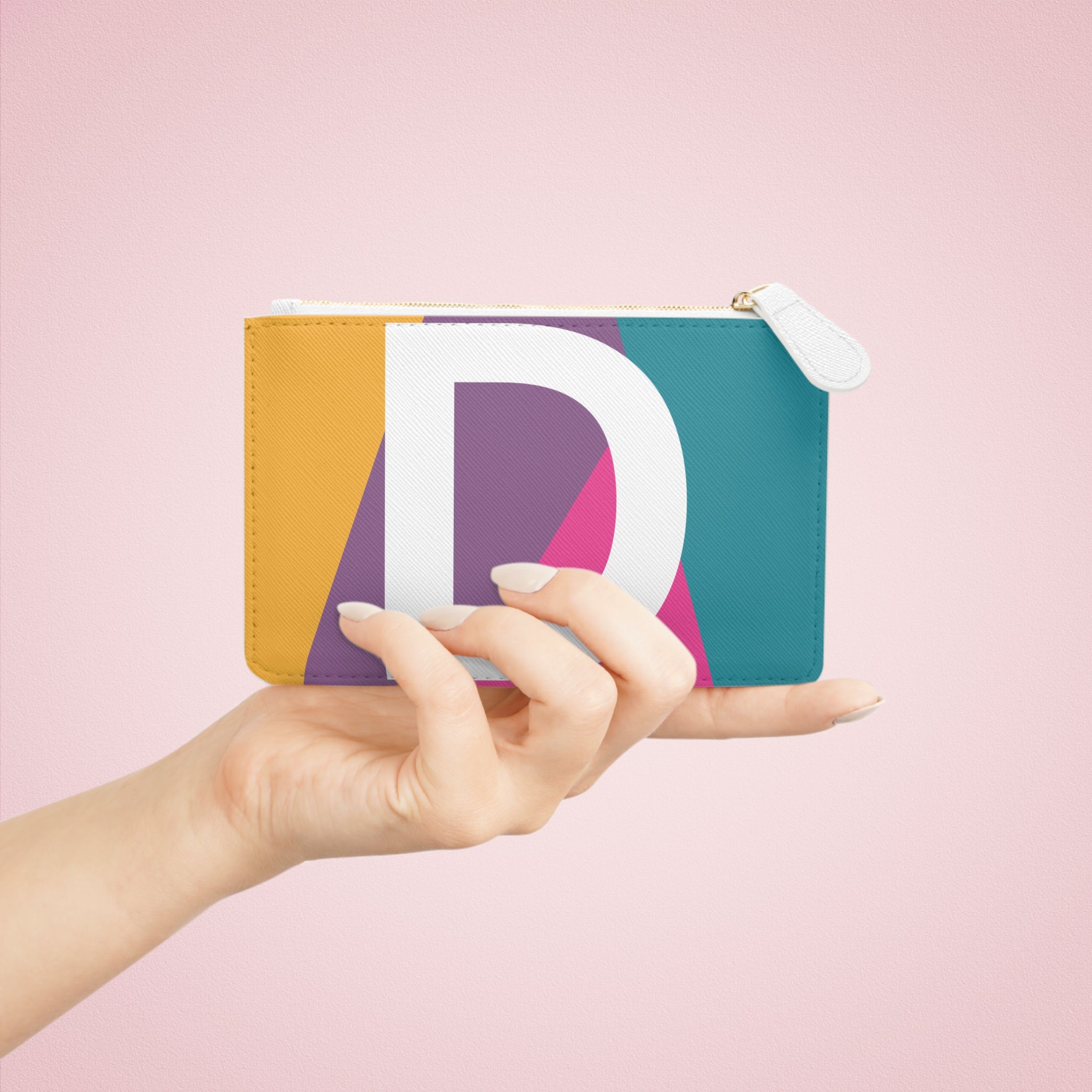 Initial D Mini Clutch — Colorblock Monogram Wristlet Wallet