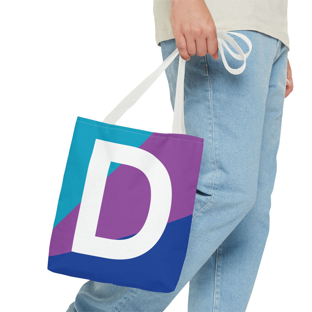 Monogram 'D' Colorblock Tote Bag — Personalized Initial D Shoulder Tote