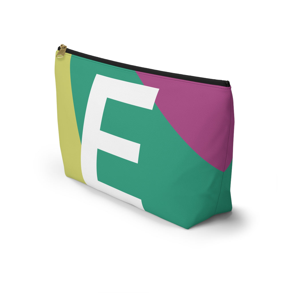 Initials Colorblock Accessory Pouch — Monogram E T-Bottom Cosmetic Bag