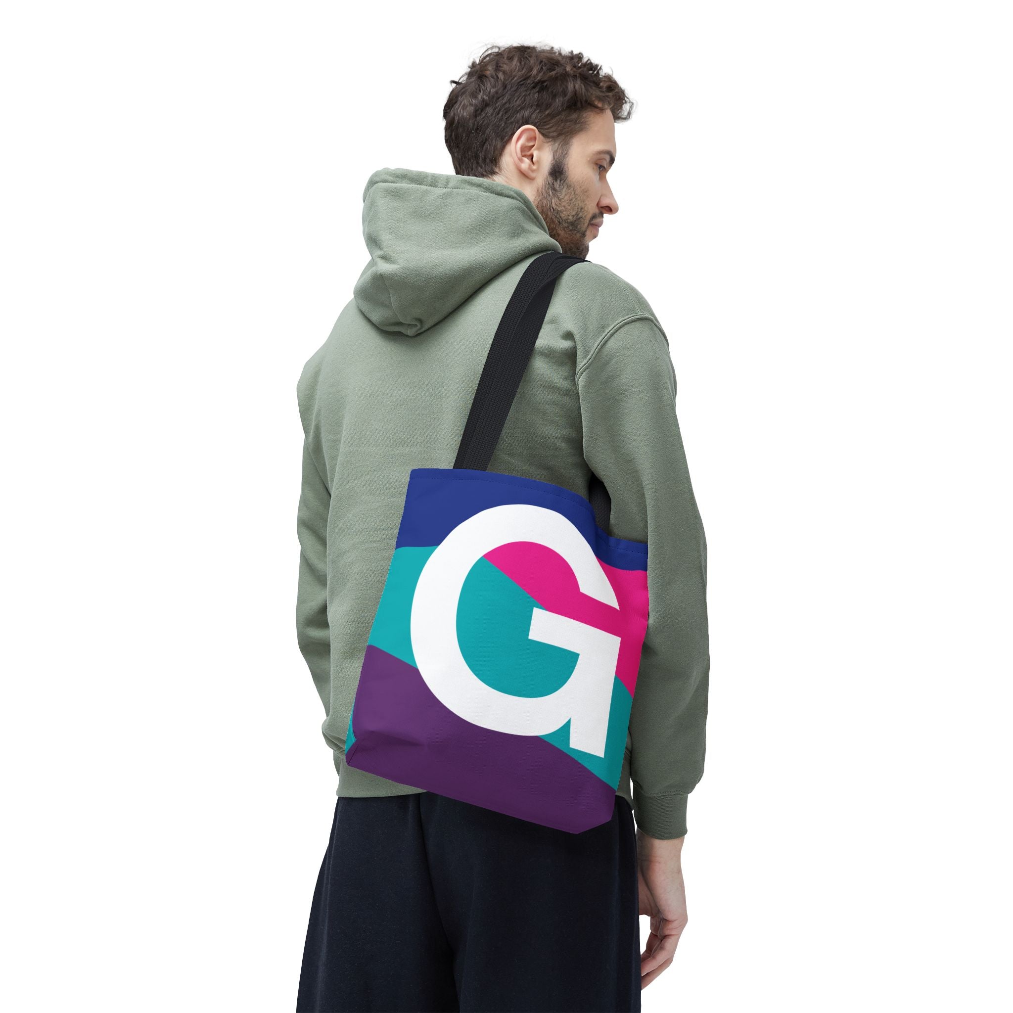Monogram 'G' Colorblock Tote Bag — Personalized Initial G Shoulder Tote