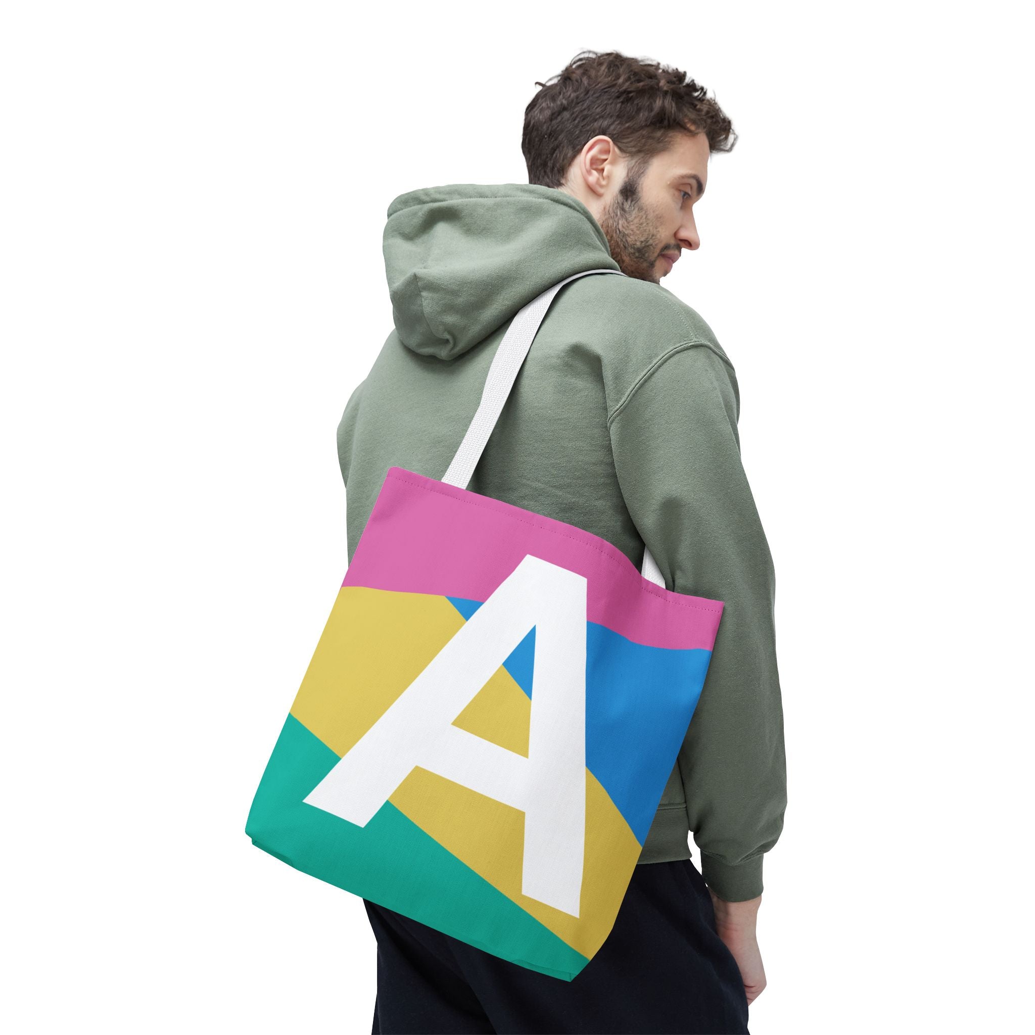 Monogram 'A' Colorblock Tote Bag — Personalized Initial A Shoulder Tote