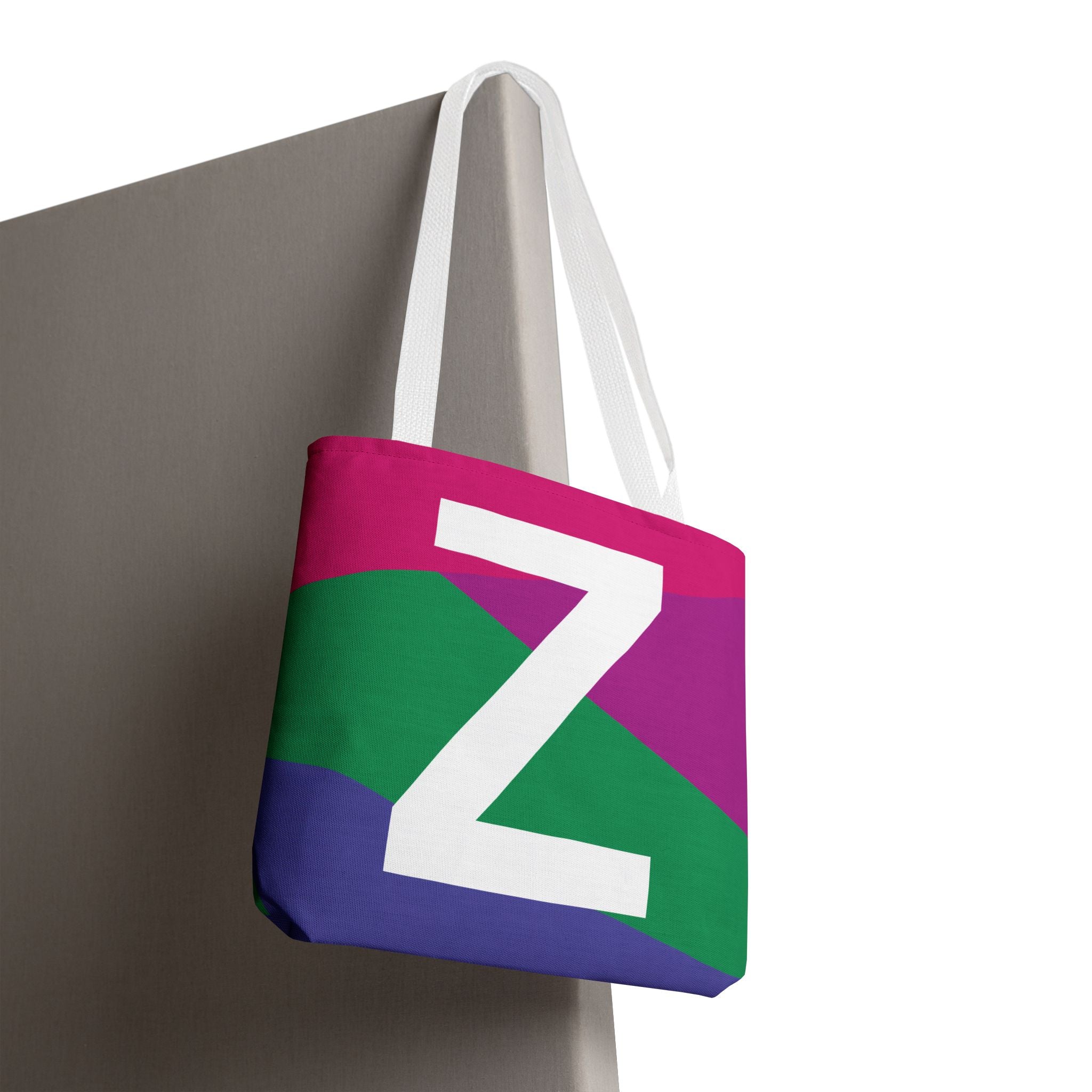 Monogram 'Z' Colorblock Tote Bag — Personalized Initial Z Shoulder Tote