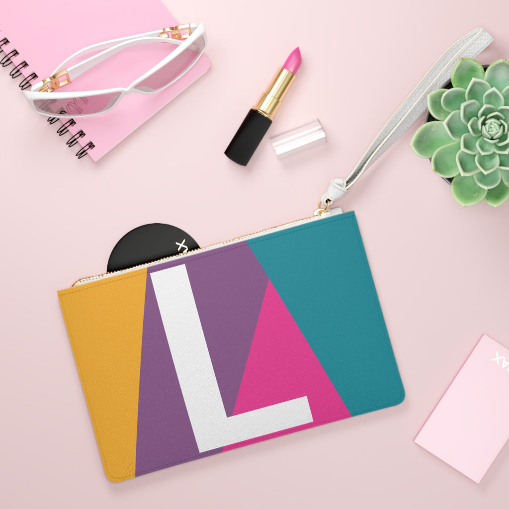 Monogram 'L' Colorblock Clutch Bag — Bold Geometric Wristlet for Everyday & Gifts