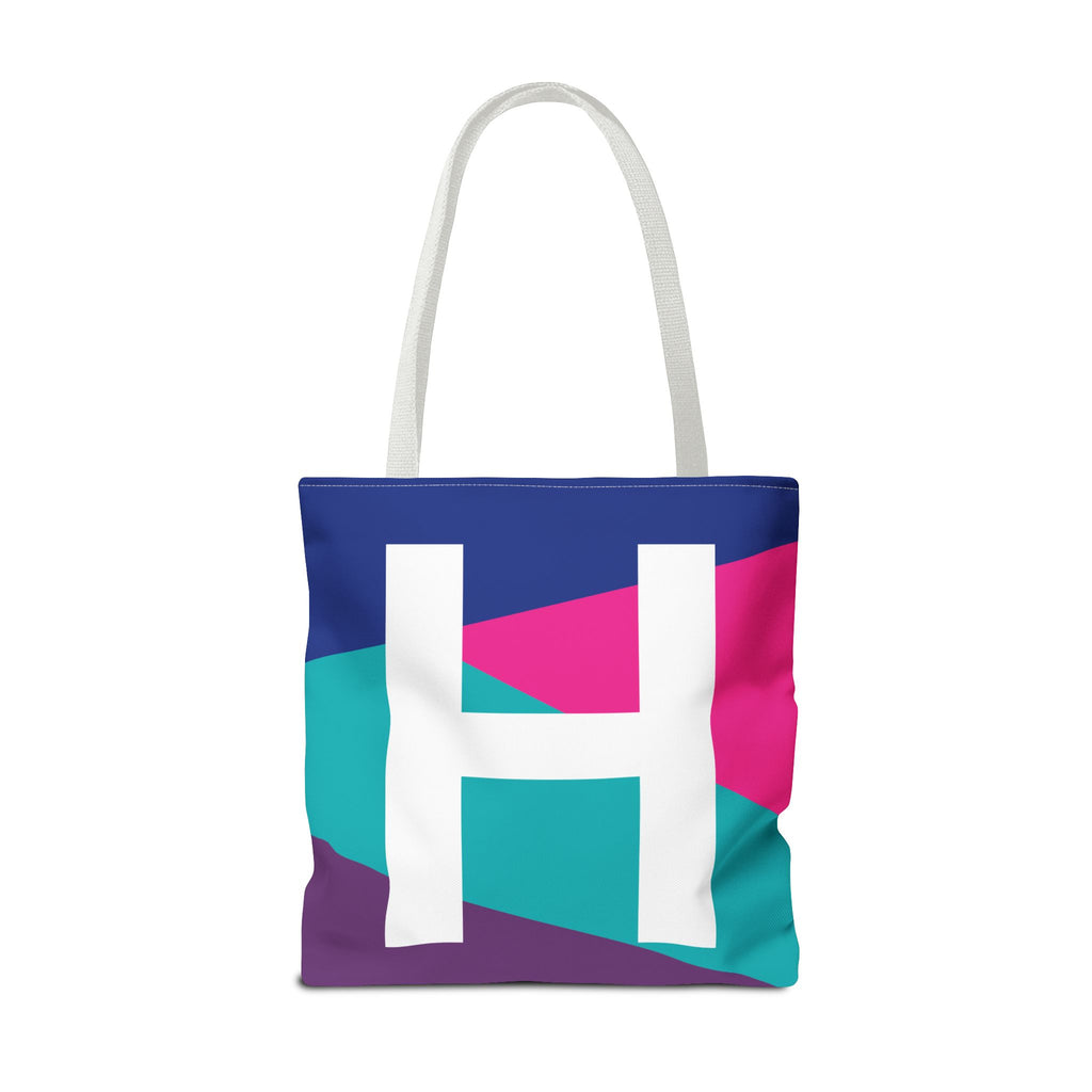 Monogram 'H' Colorblock Tote Bag — Personalized Initial H Shoulder Tote