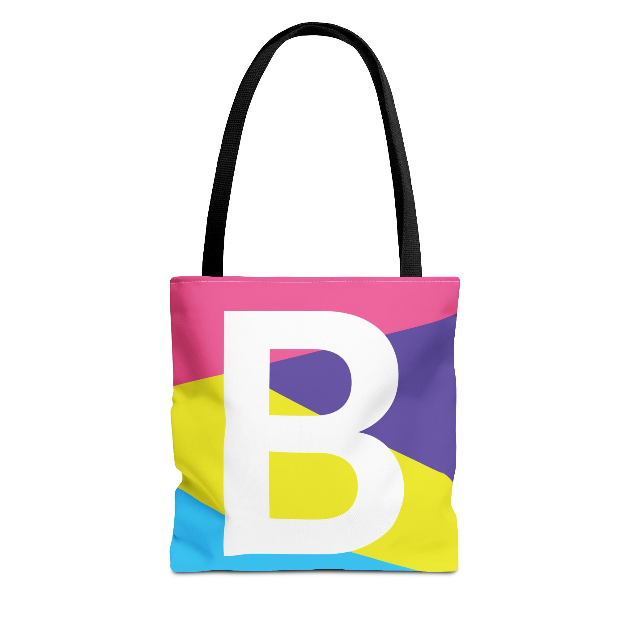Monogram 'B' Colorblock Tote Bag — Personalized Initial B Shoulder Tote