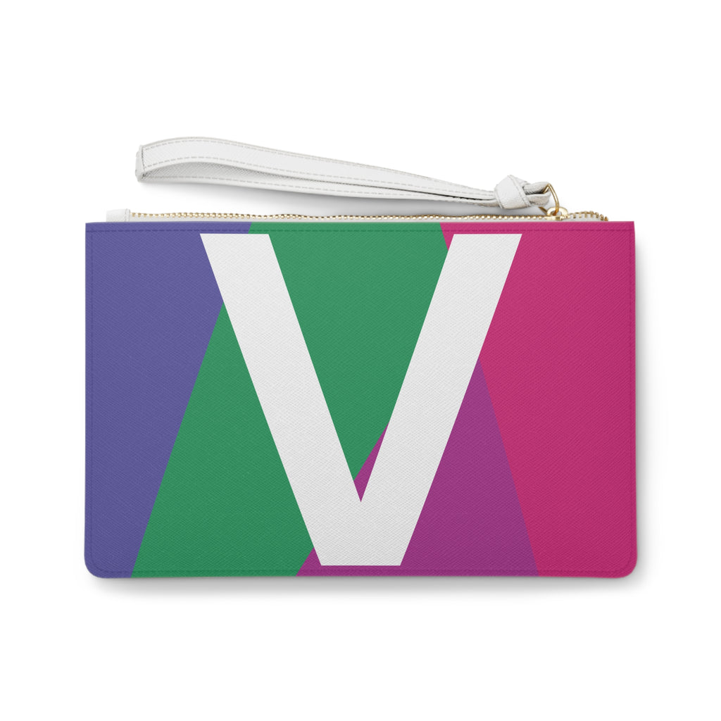 Monogram 'V' Colorblock Clutch Bag — Bold Geometric Wristlet for Everyday & Gifts
