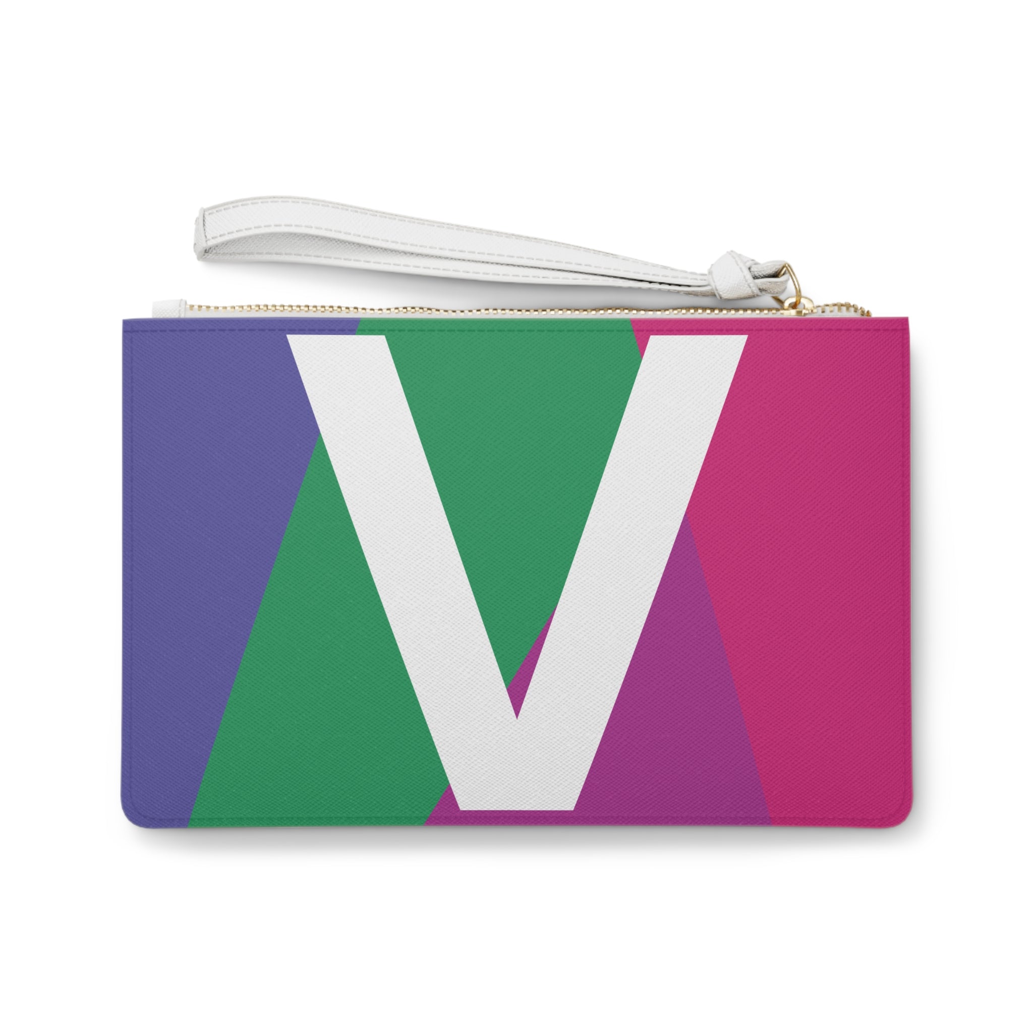 Monogram 'V' Colorblock Clutch Bag — Bold Geometric Wristlet for Everyday & Gifts