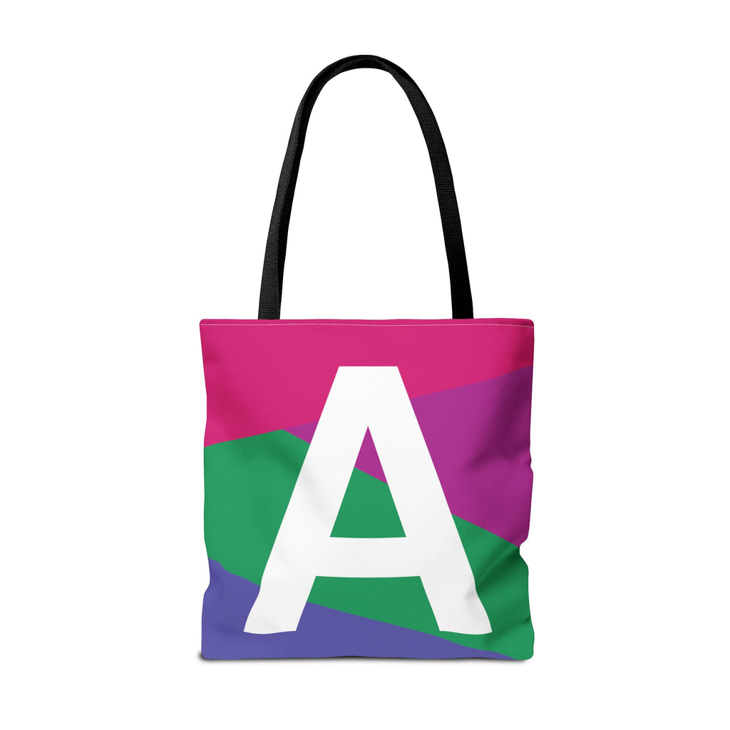 Monogram 'A' Colorblock Tote Bag — Personalized Initial A Shoulder Tote