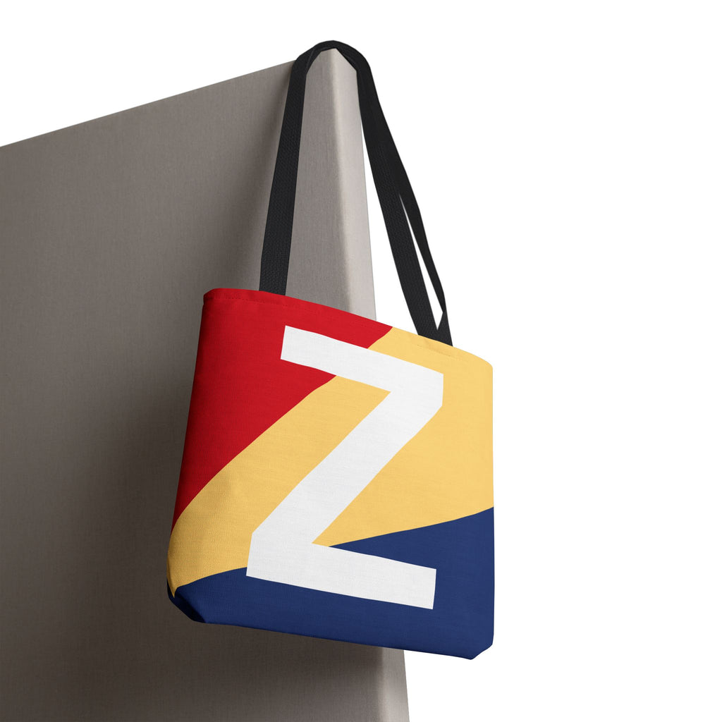 Monogram 'Z' Colorblock Tote Bag — Personalized Initial Z Shoulder Tote