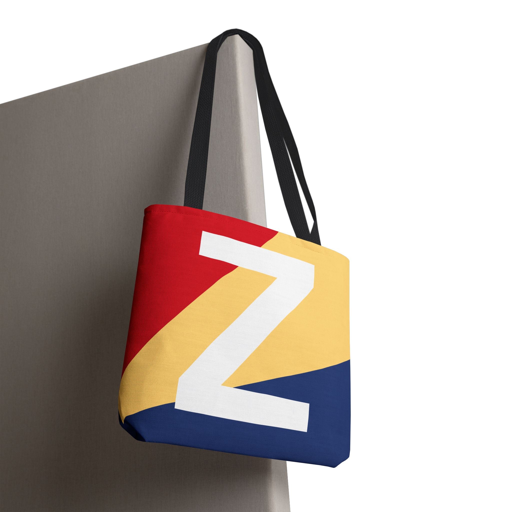 Monogram 'Z' Colorblock Tote Bag — Personalized Initial Z Shoulder Tote