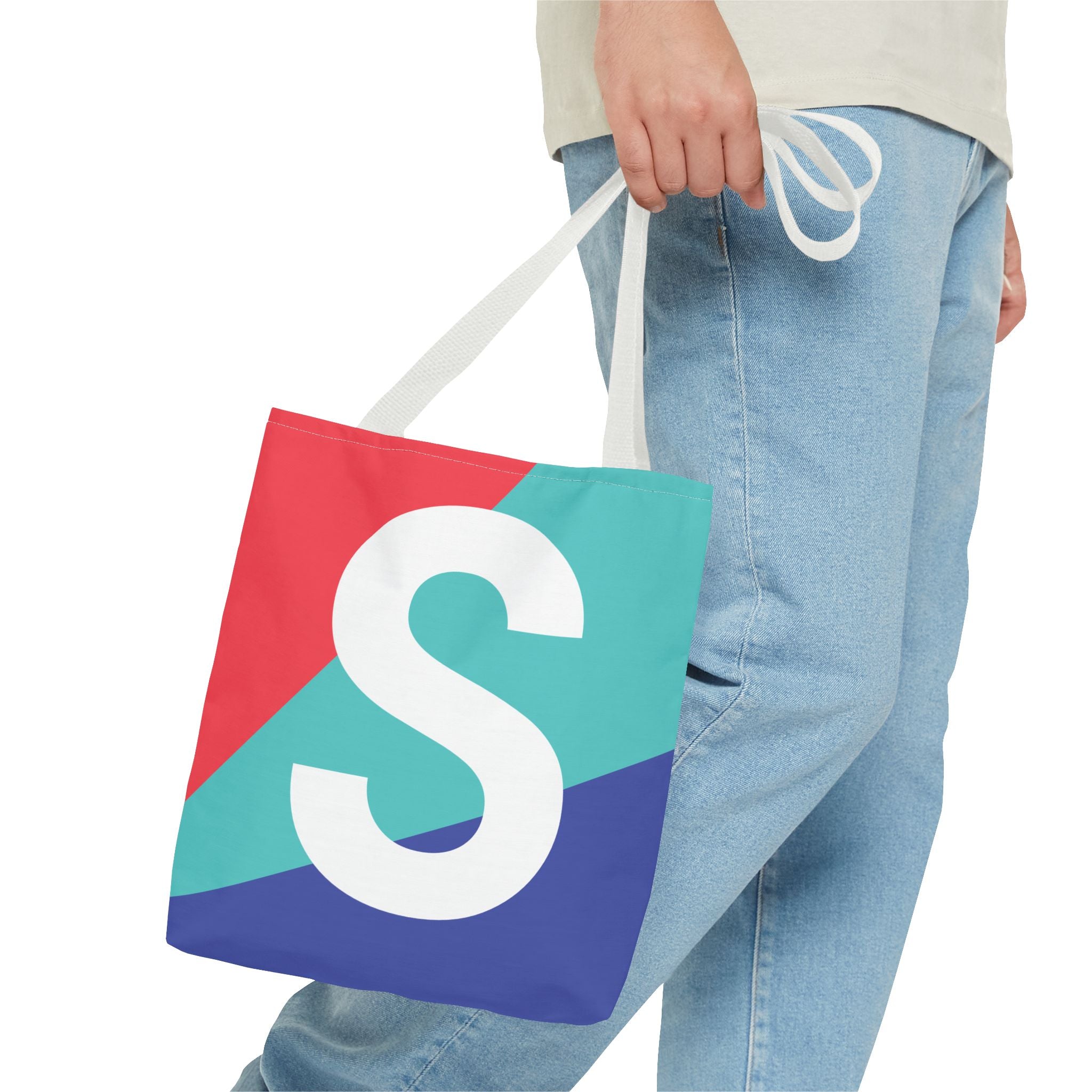 Monogram 'S' Colorblock Tote Bag — Personalized Initial S Shoulder Tote