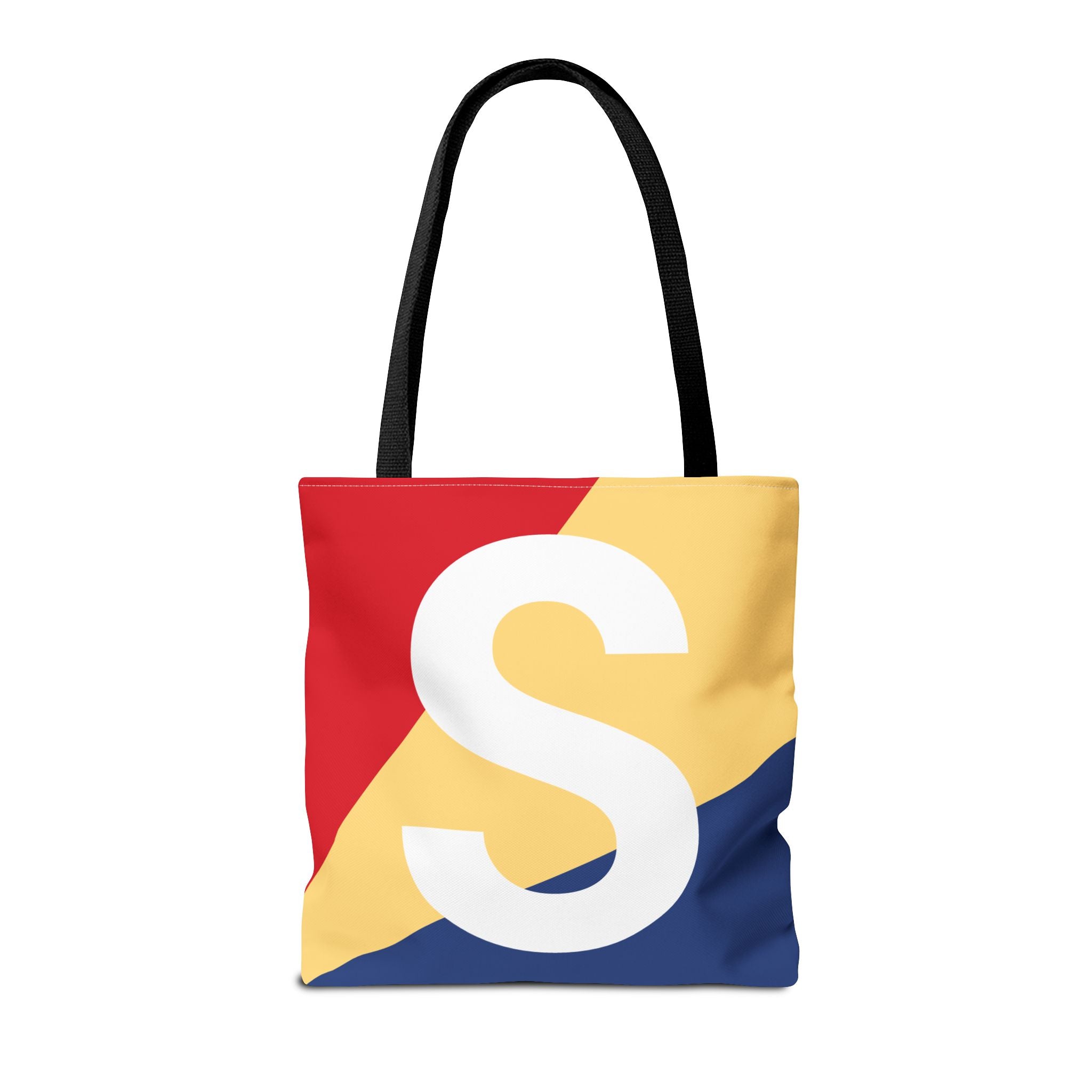 Monogram 'S' Colorblock Tote Bag — Personalized Initial S Shoulder Tote