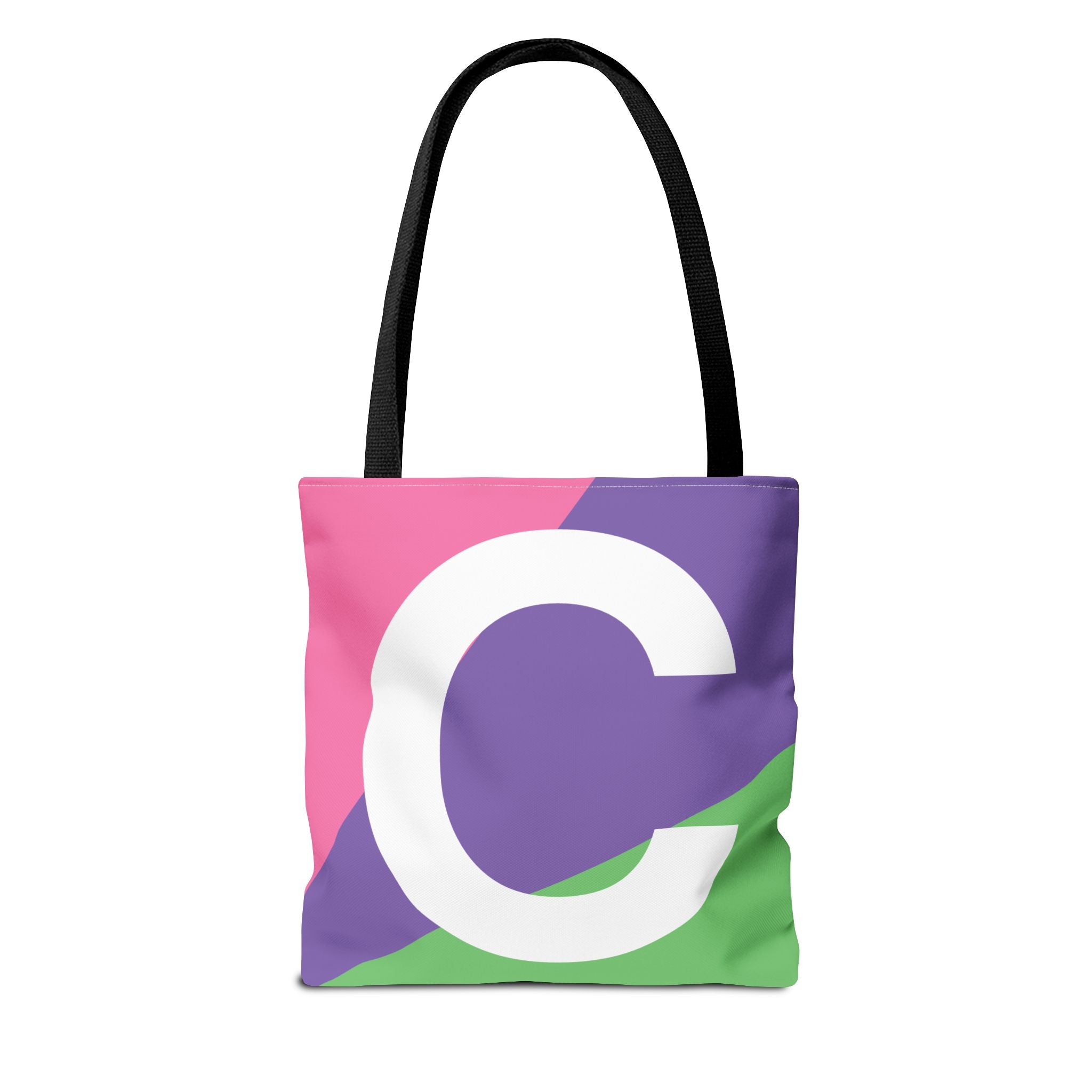 Monogram 'C' Colorblock Tote Bag — Personalized Initial C Shoulder Tote