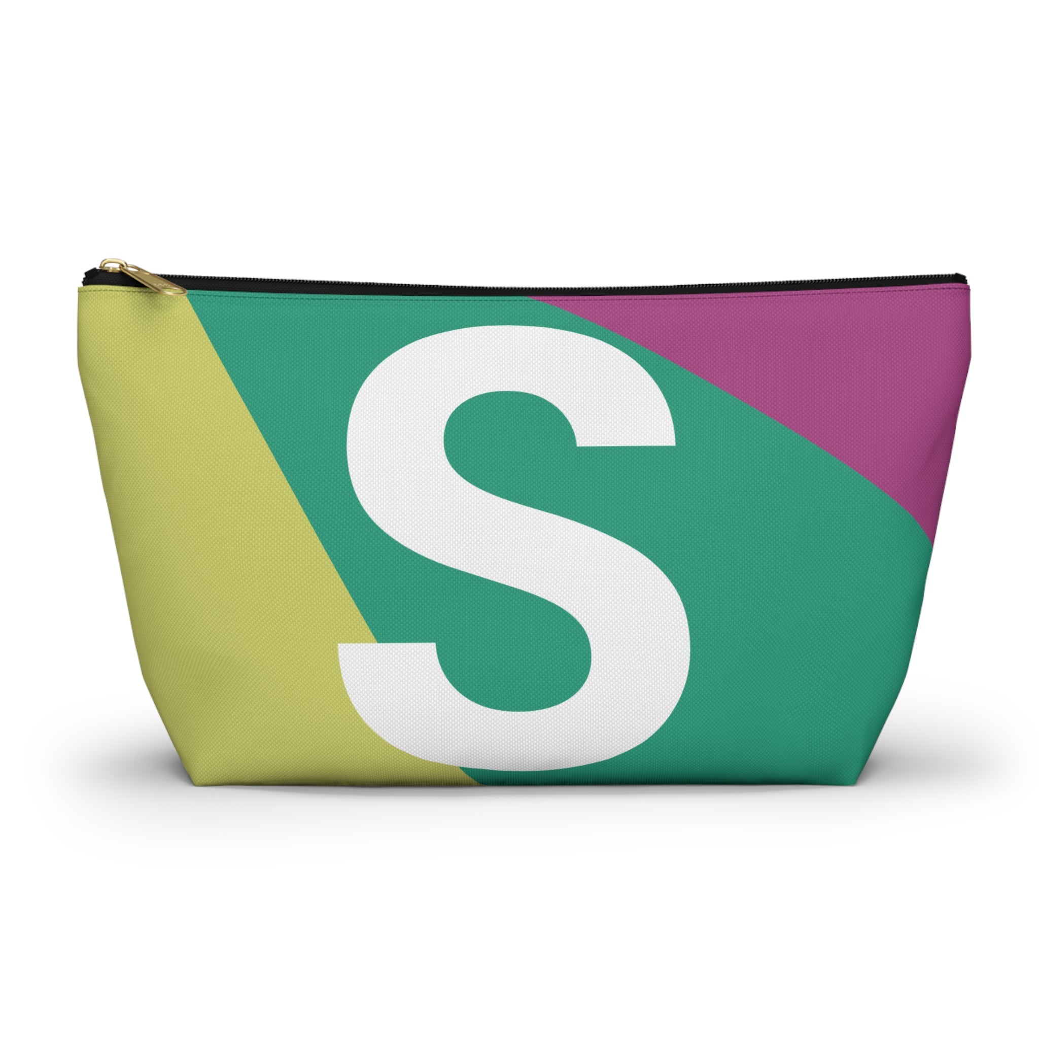 Initials Colorblock Accessory Pouch — Monogram S T-Bottom Cosmetic Bag