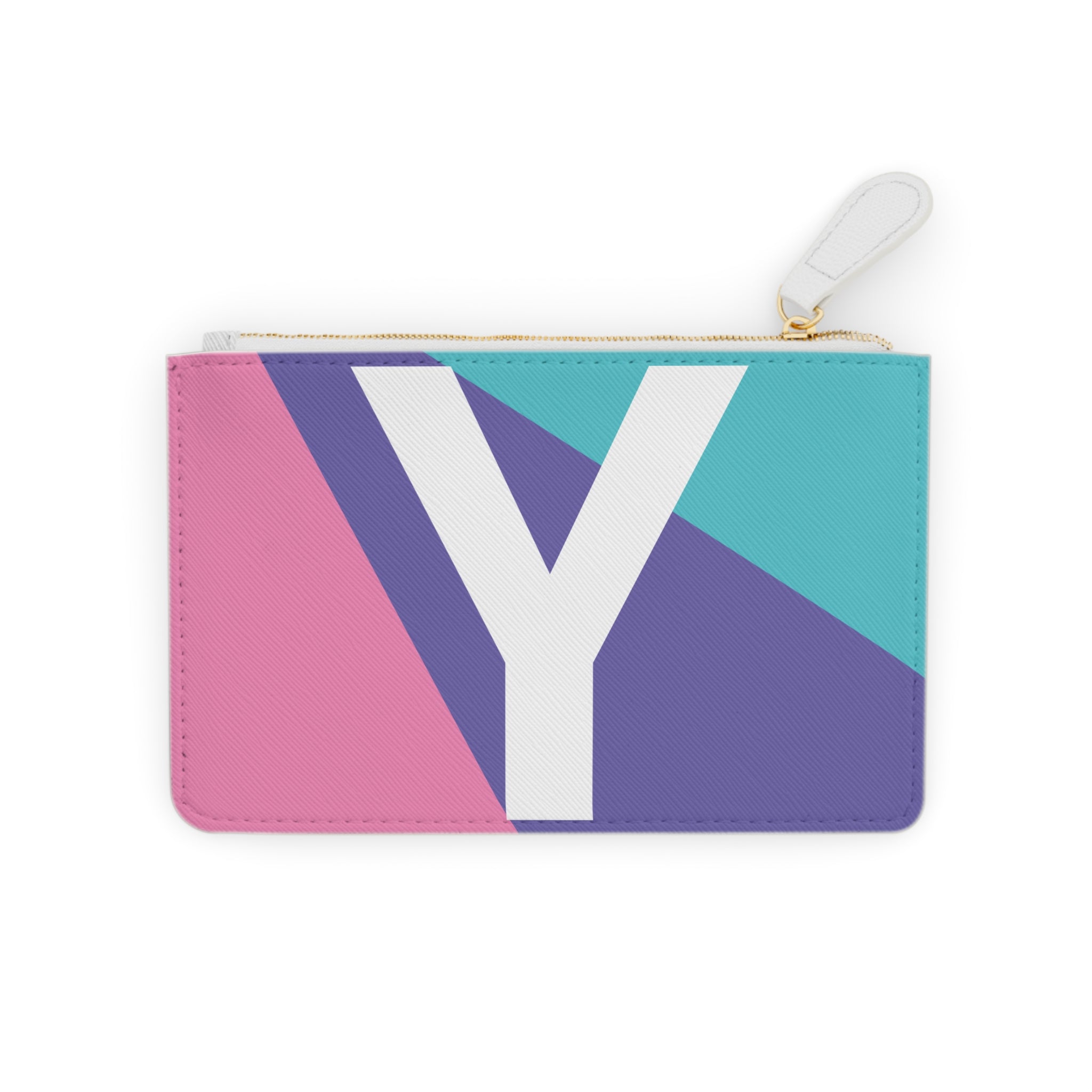 Initial Y Mini Clutch — Colorblock Monogram Wristlet Wallet