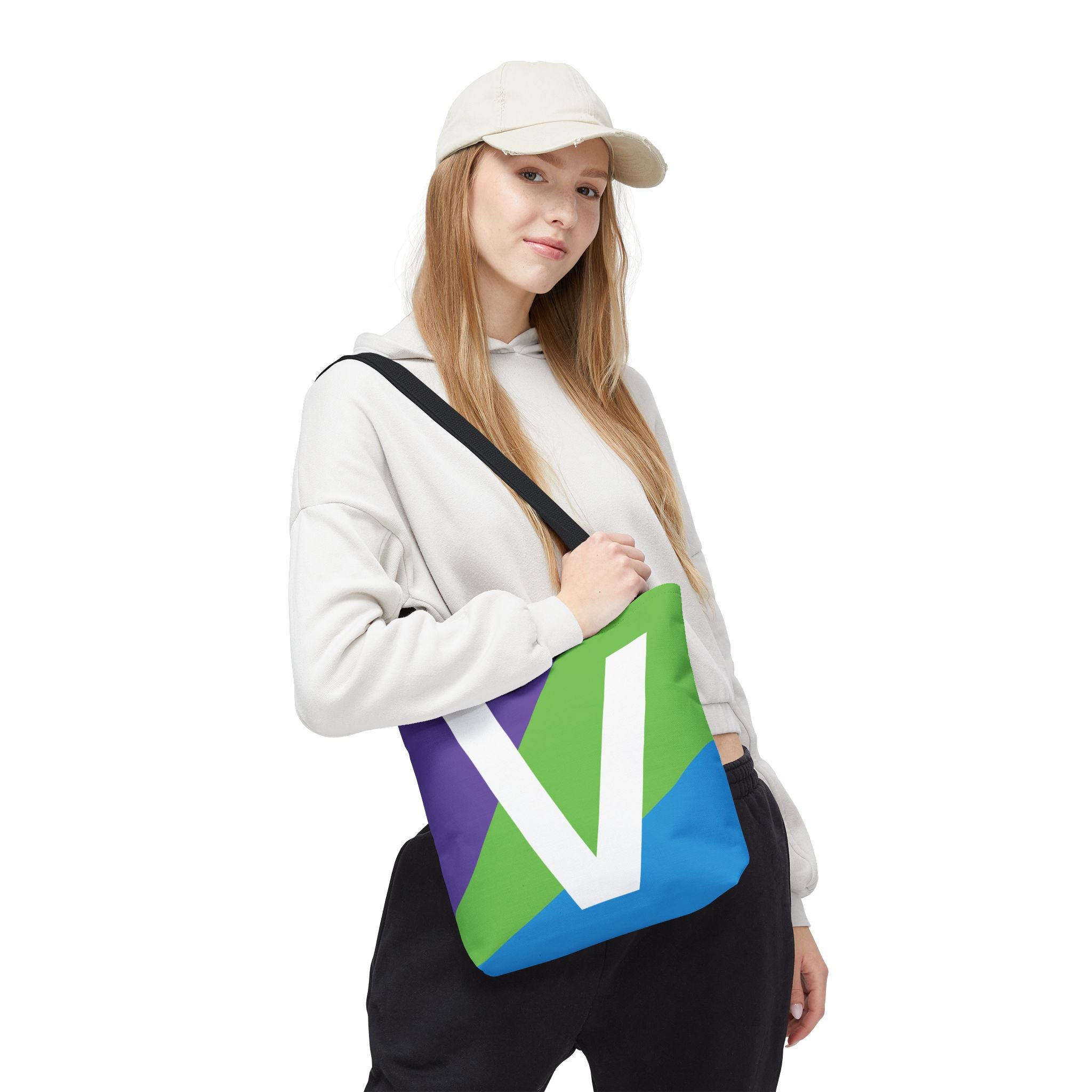 Monogram 'V' Colorblock Tote Bag — Personalized Initial V Shoulder Tote