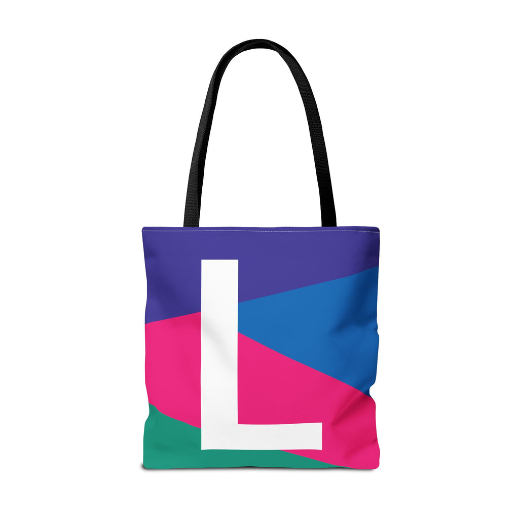 Monogram 'L' Colorblock Tote Bag — Personalized Initial L Shoulder Tote