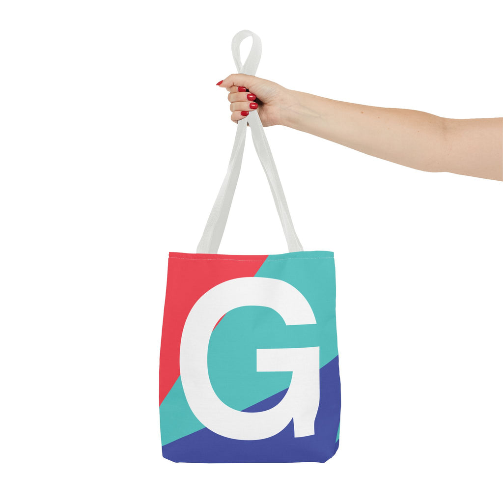 Monogram 'G' Colorblock Tote Bag — Personalized Initial G Shoulder Tote