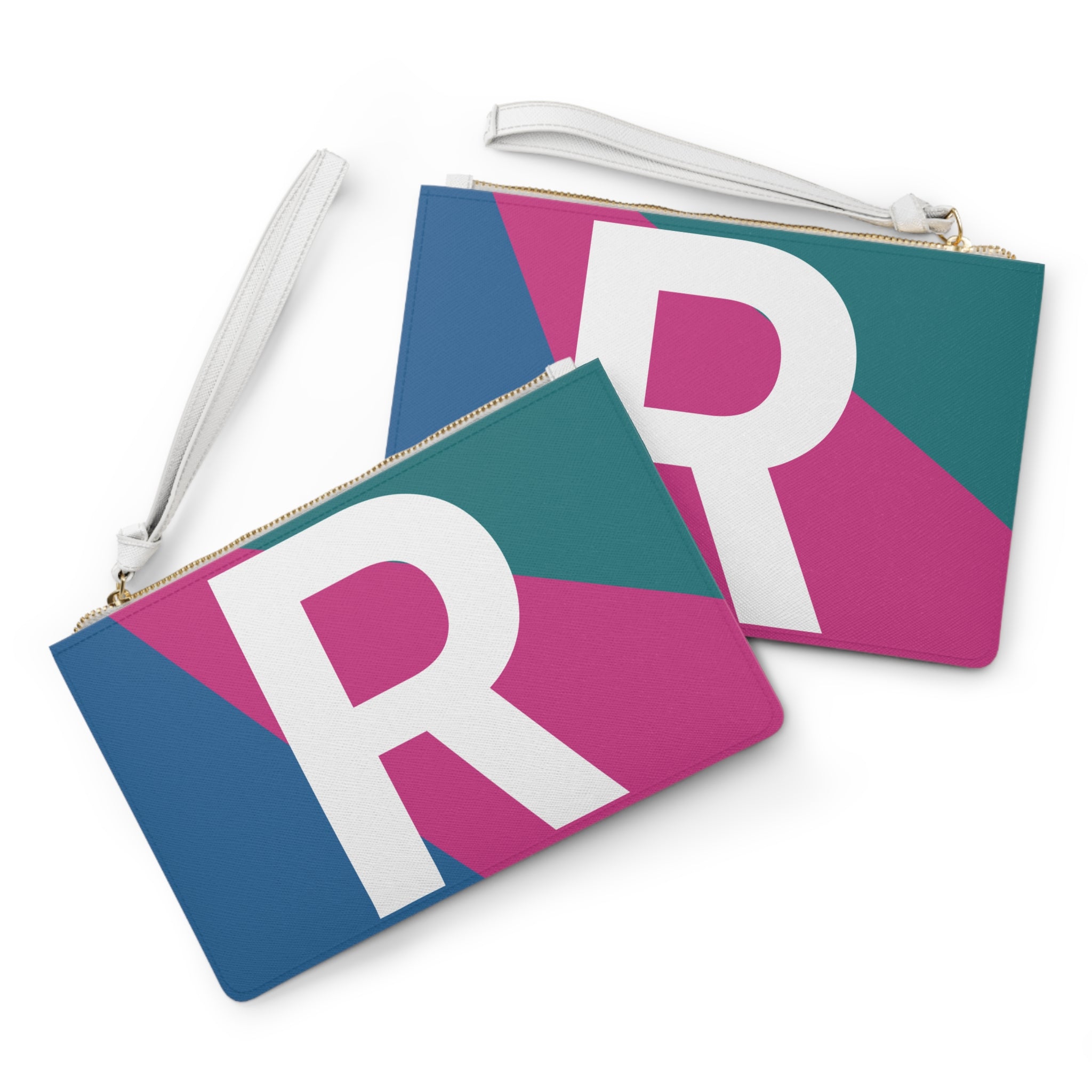 Monogram 'R' Colorblock Clutch Bag — Bold Geometric Wristlet for Everyday & Gifts