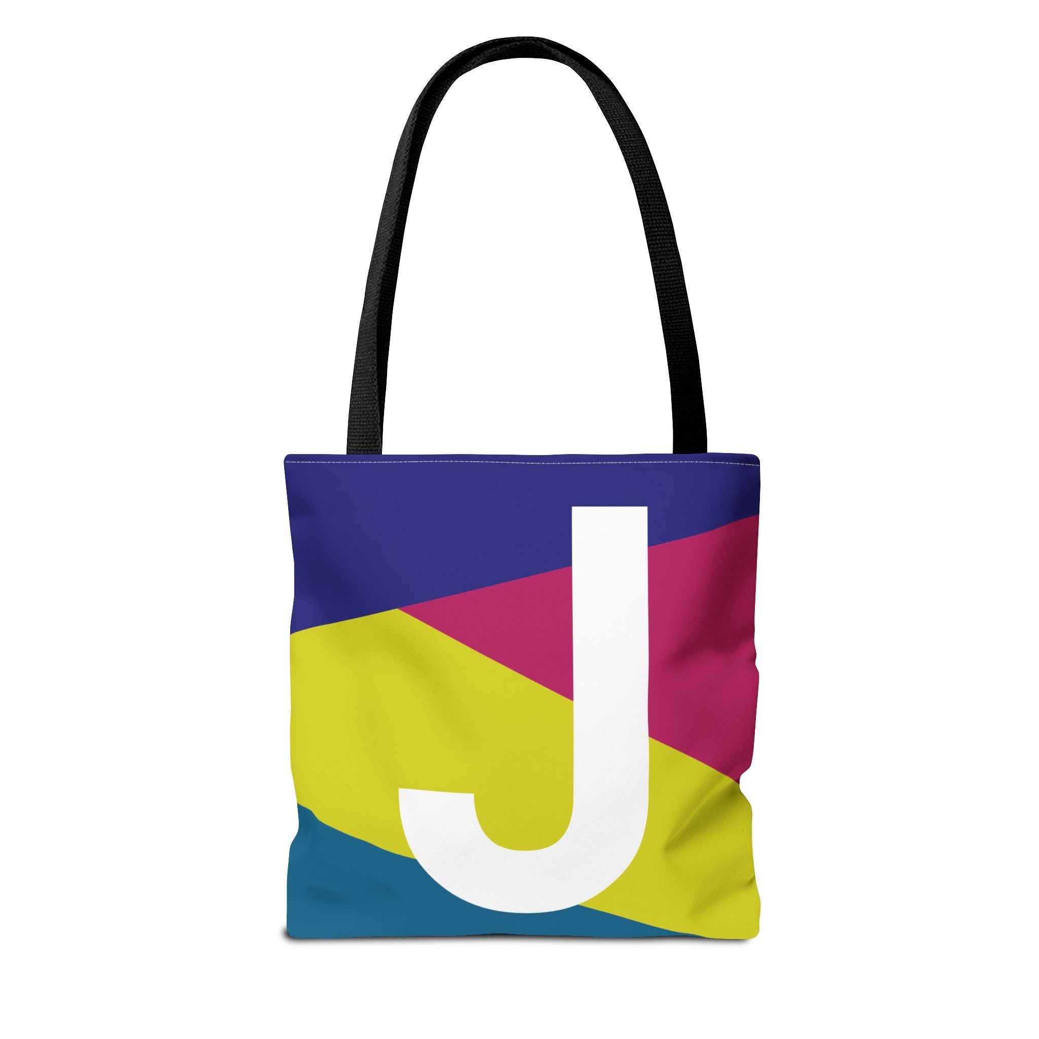 Monogram 'J' Colorblock Tote Bag — Personalized Initial J Shoulder Tote