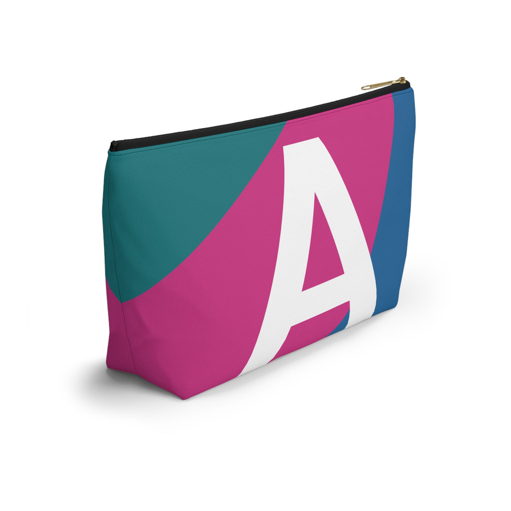 Initials Colorblock Accessory Pouch — Monogram A T-Bottom Cosmetic Bag