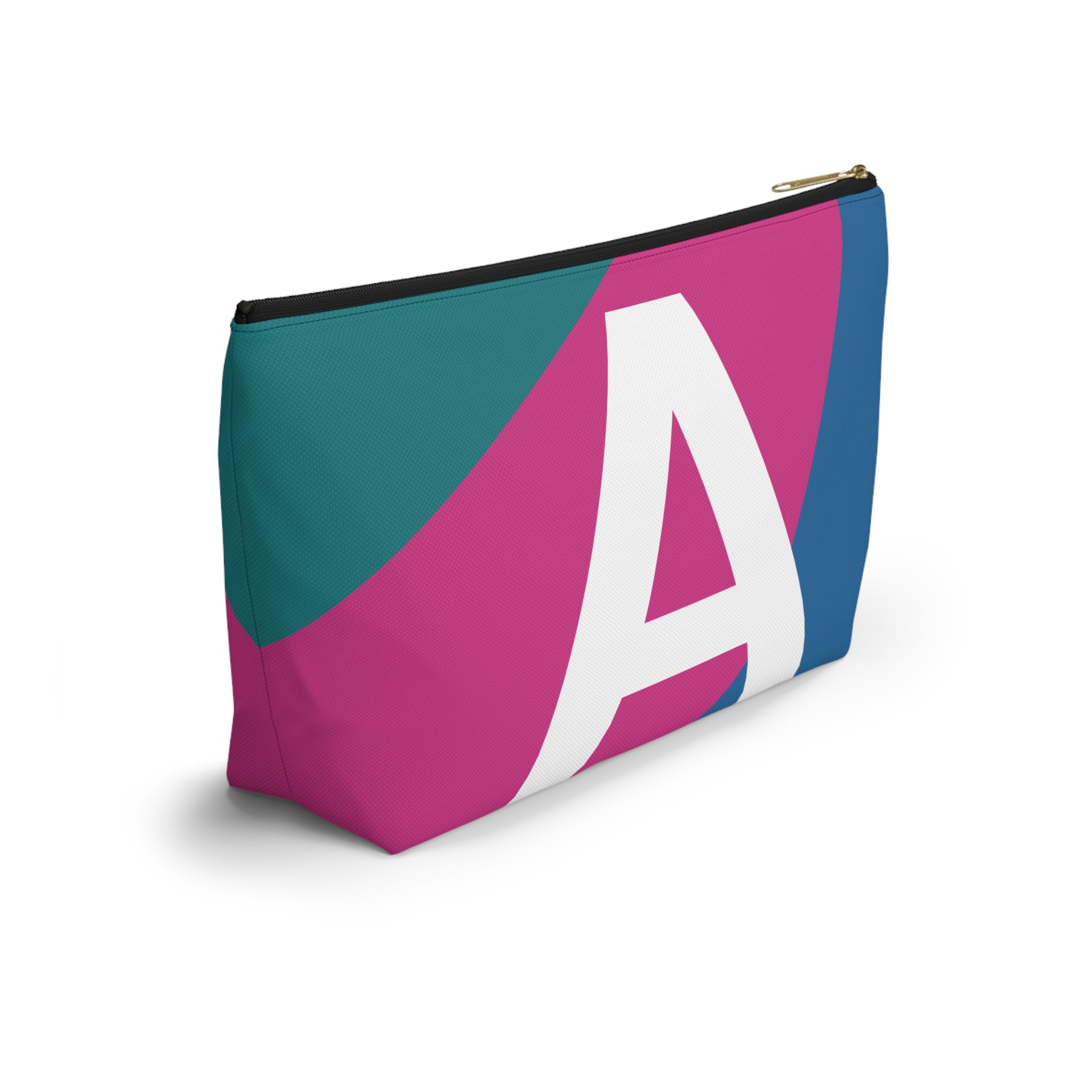 Initials Colorblock Accessory Pouch — Monogram A T-Bottom Cosmetic Bag
