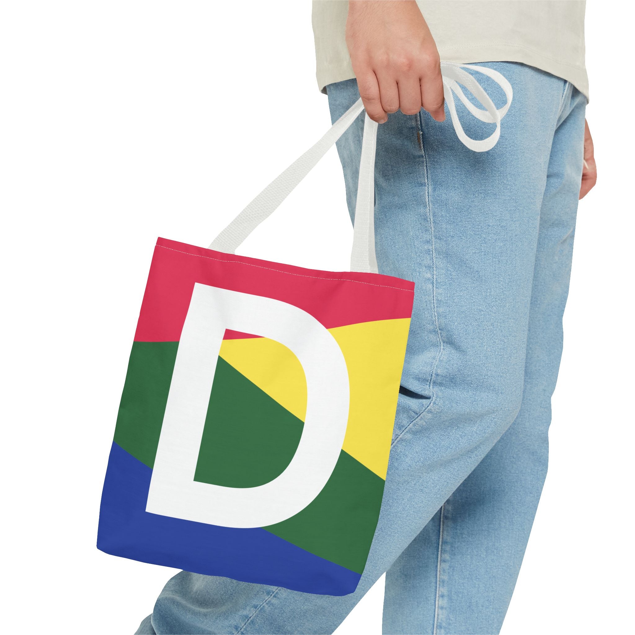 Monogram 'D' Colorblock Tote Bag — Personalized Initial D Shoulder Tote
