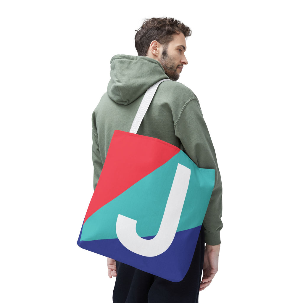 Monogram 'J' Colorblock Tote Bag — Personalized Initial J Shoulder Tote